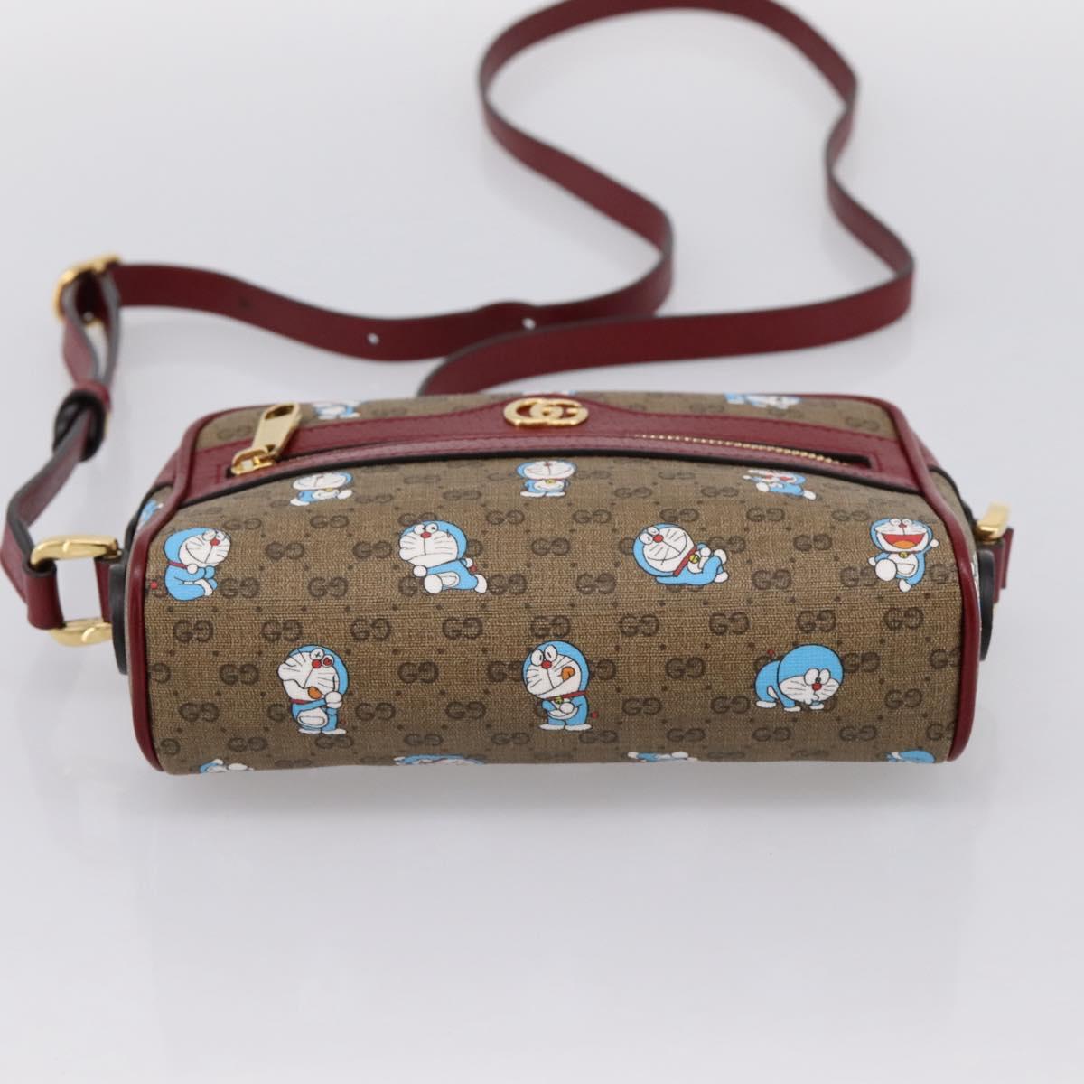 GUCCI Micro GG Doraemon Shoulder Bag PVC Leather Beige 647784 Auth 200346M
