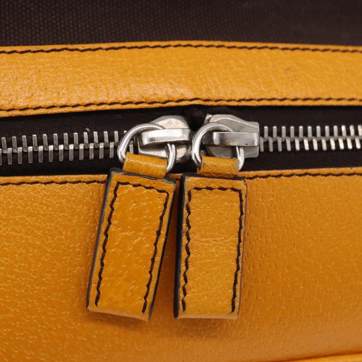 PRADA Hand Bag Leather Brown Yellow Auth 200351A