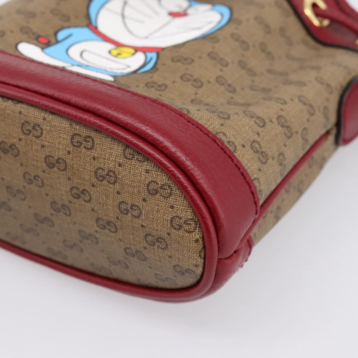 GUCCI Micro GG Doraemon Shoulder Bag 647801 Beige Gold Tone 647801 Auth 200352M