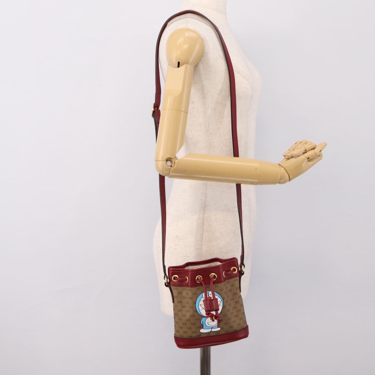 GUCCI Micro GG Doraemon Shoulder Bag 647801 Beige Gold Tone 647801 Auth 200352M