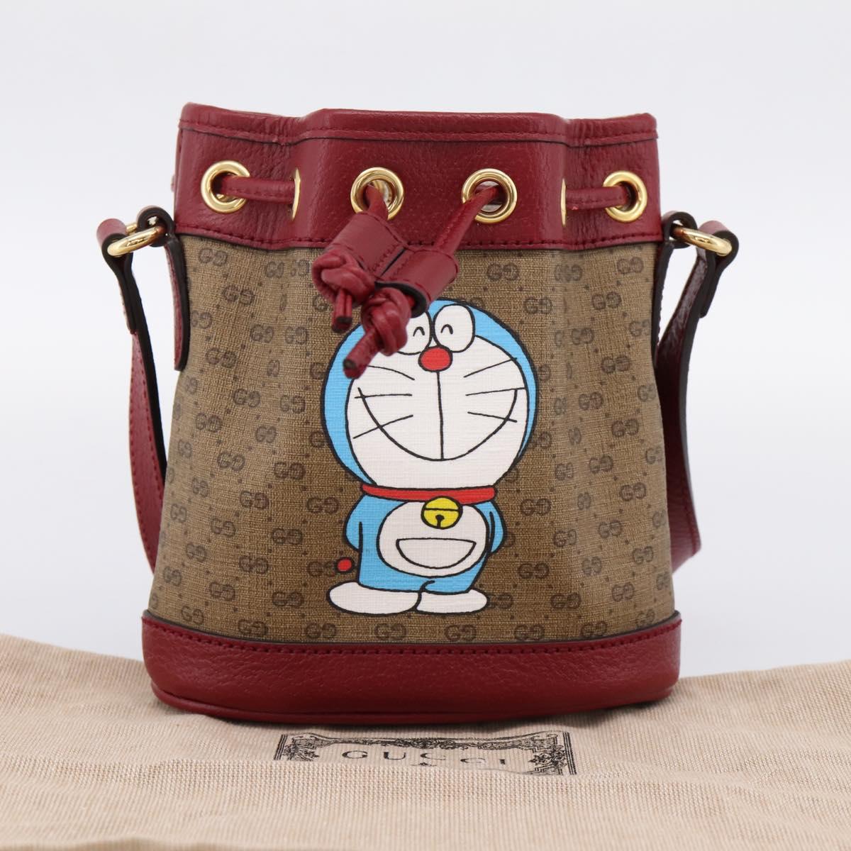 GUCCI Micro GG Doraemon Shoulder Bag 647801 Beige Gold Tone 647801 Auth 200352M