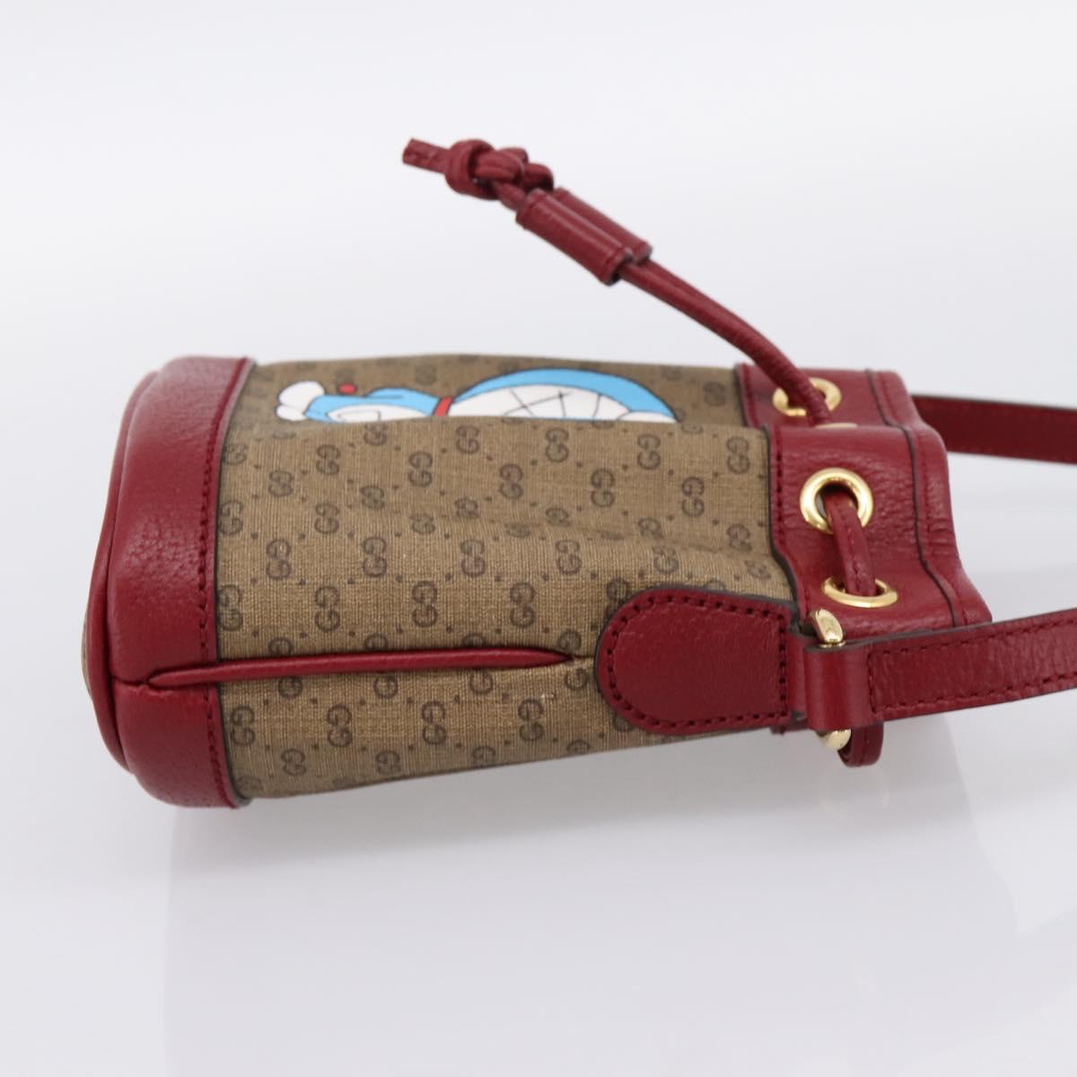 GUCCI Micro GG Doraemon Shoulder Bag 647801 Beige Gold Tone 647801 Auth 200352M