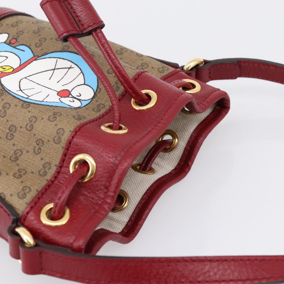 GUCCI Micro GG Doraemon Shoulder Bag 647801 Beige Gold Tone 647801 Auth 200352M