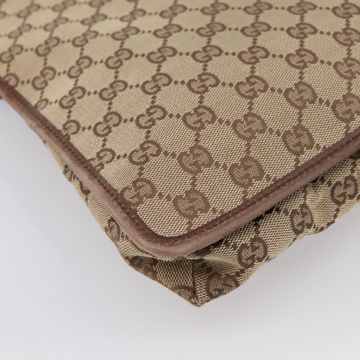 GUCCI GG Canvas Shoulder Bag Beige Silver 92560 Auth 200354