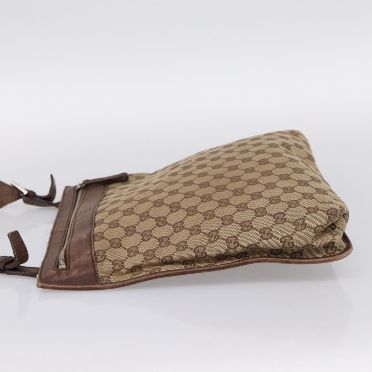 GUCCI GG Canvas Shoulder Bag Beige Silver 92560 Auth 200354