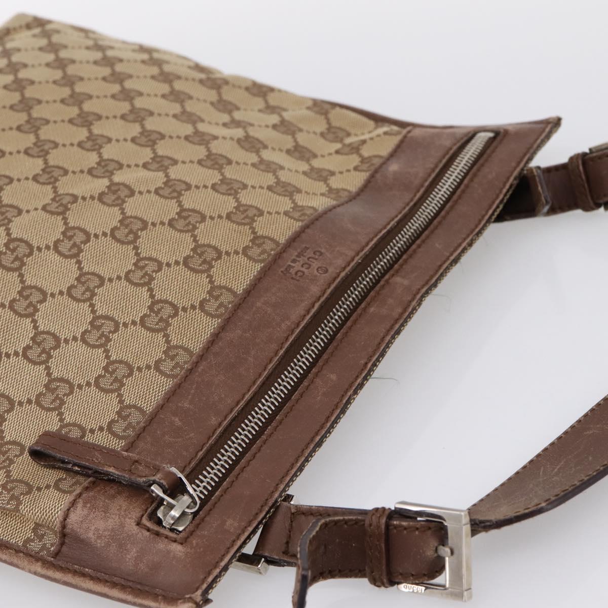GUCCI GG Canvas Shoulder Bag Beige Silver 92560 Auth 200354