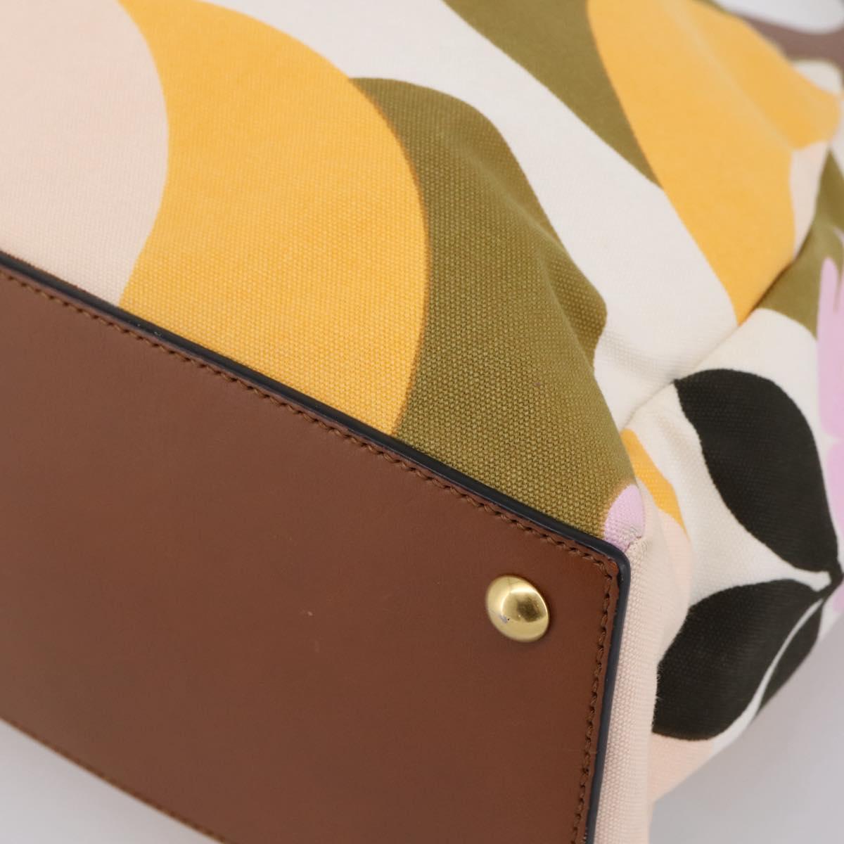 Miu Miu Hand Bag Canvas Multicolor Gold Tone Auth 200355A