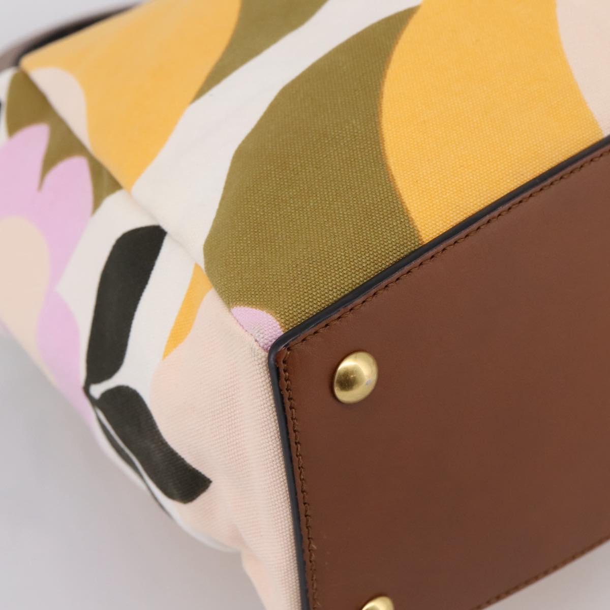 Miu Miu Hand Bag Canvas Multicolor Gold Tone Auth 200355A