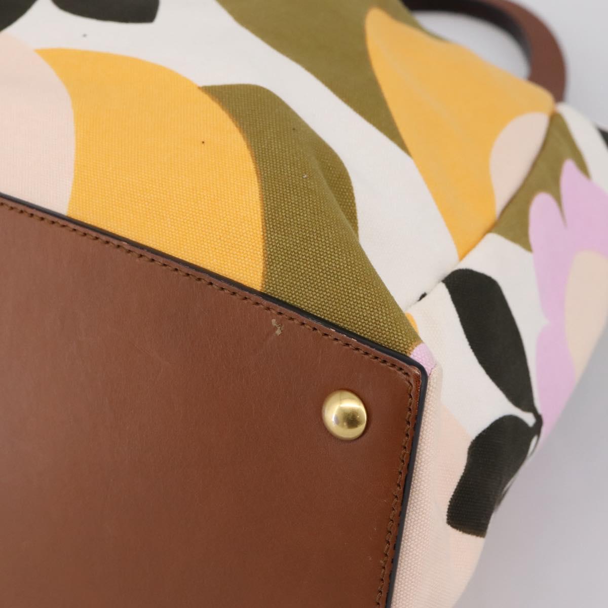 Miu Miu Hand Bag Canvas Multicolor Gold Tone Auth 200355A