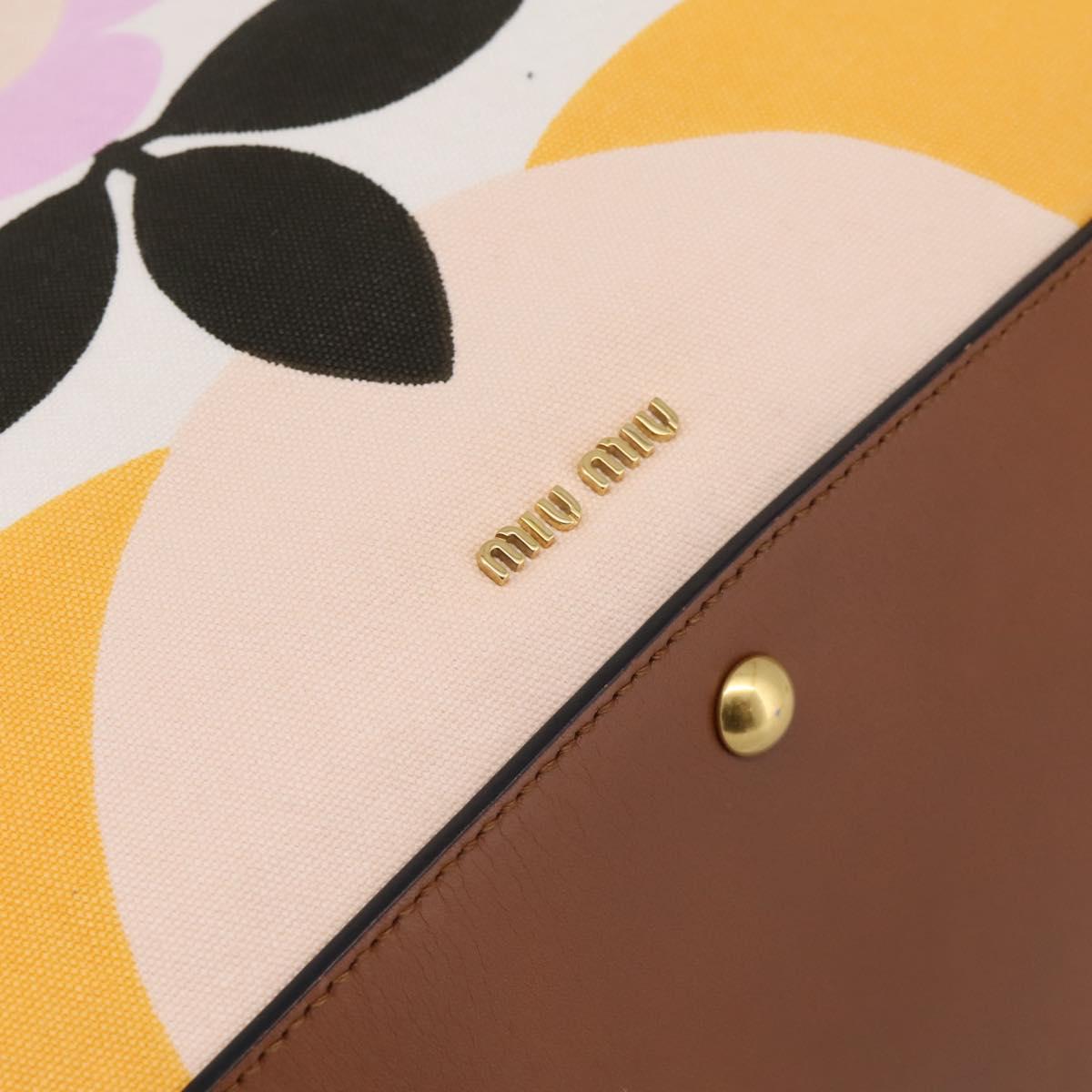 Miu Miu Hand Bag Canvas Multicolor Gold Tone Auth 200355A