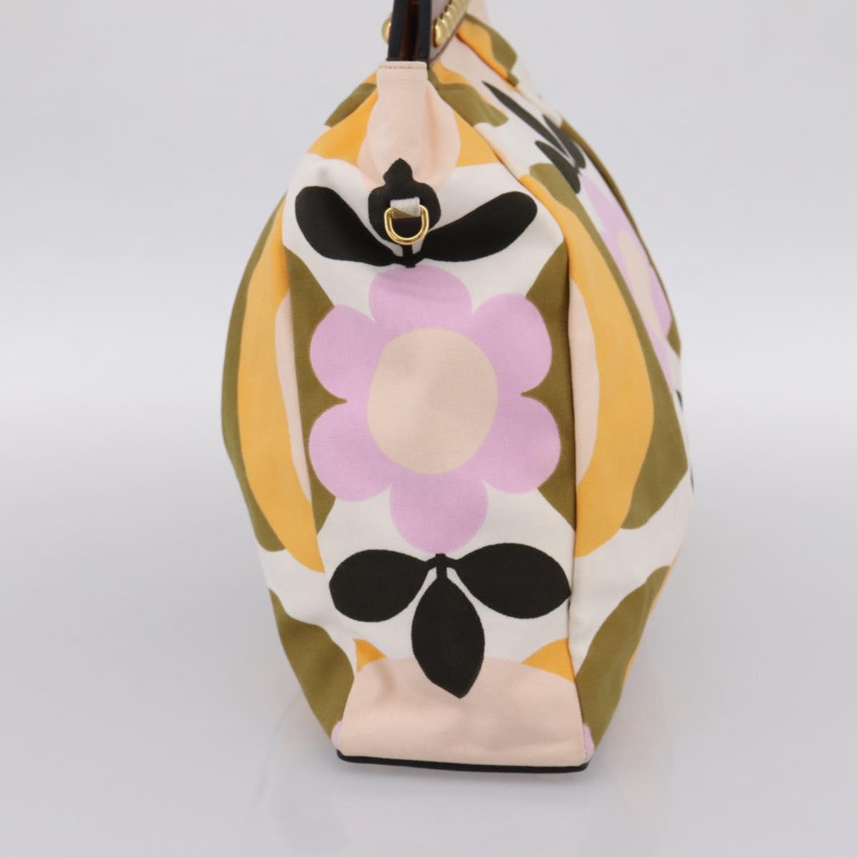 Miu Miu Hand Bag Canvas Multicolor Gold Tone Auth 200355A