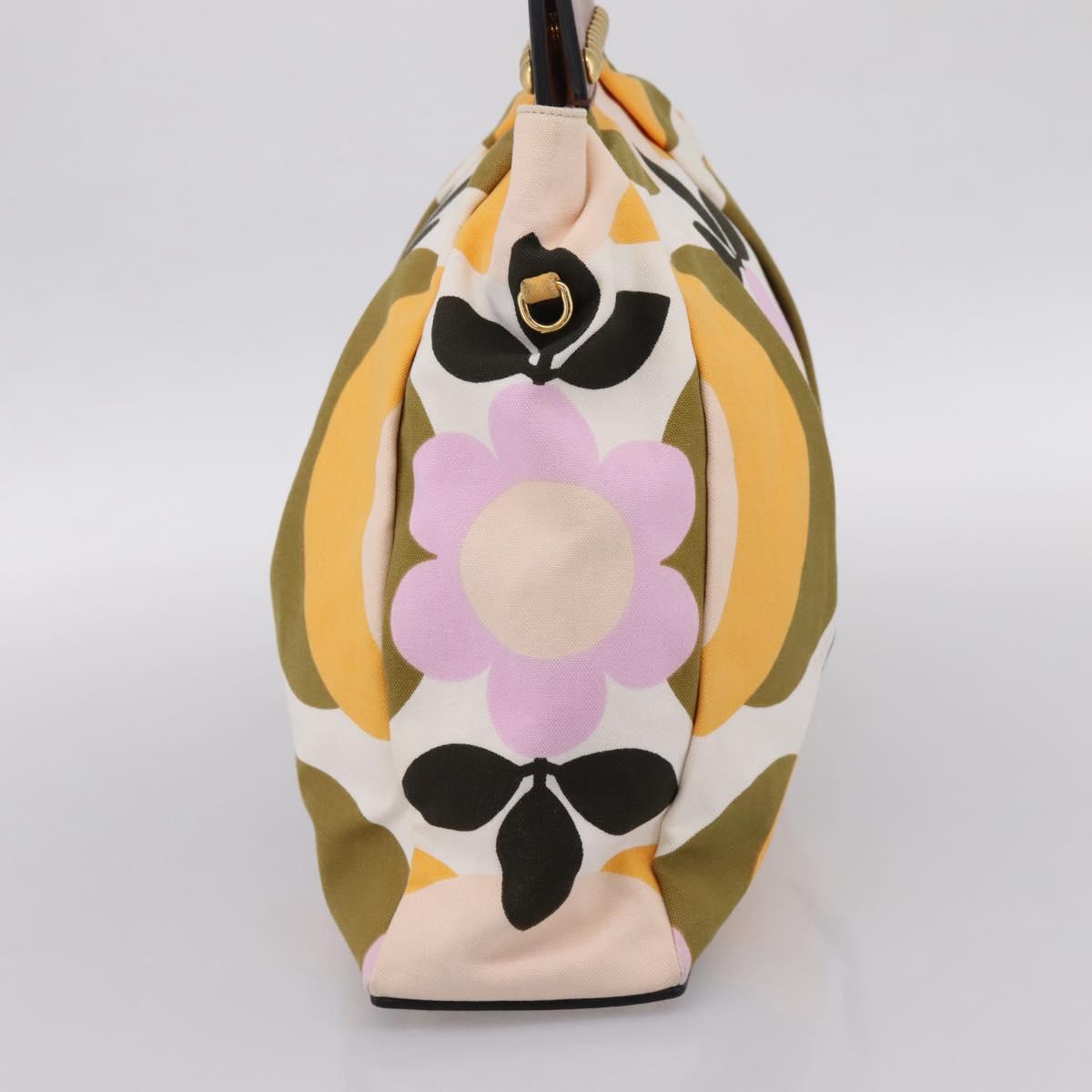 Miu Miu Hand Bag Canvas Multicolor Gold Tone Auth 200355A
