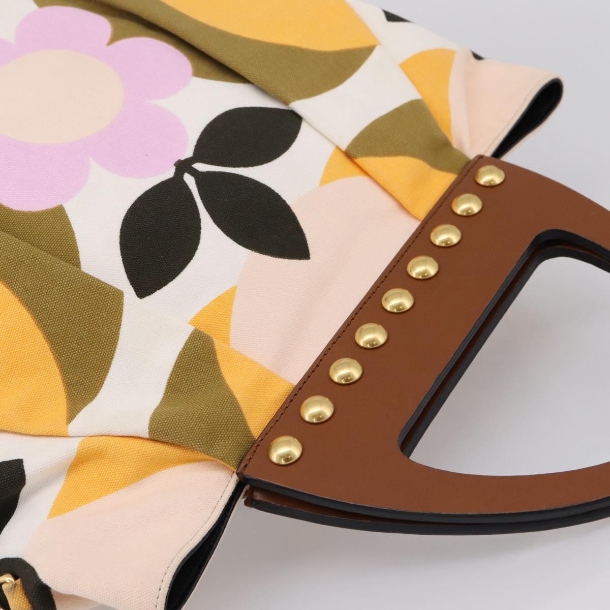 Miu Miu Hand Bag Canvas Multicolor Gold Tone Auth 200355A