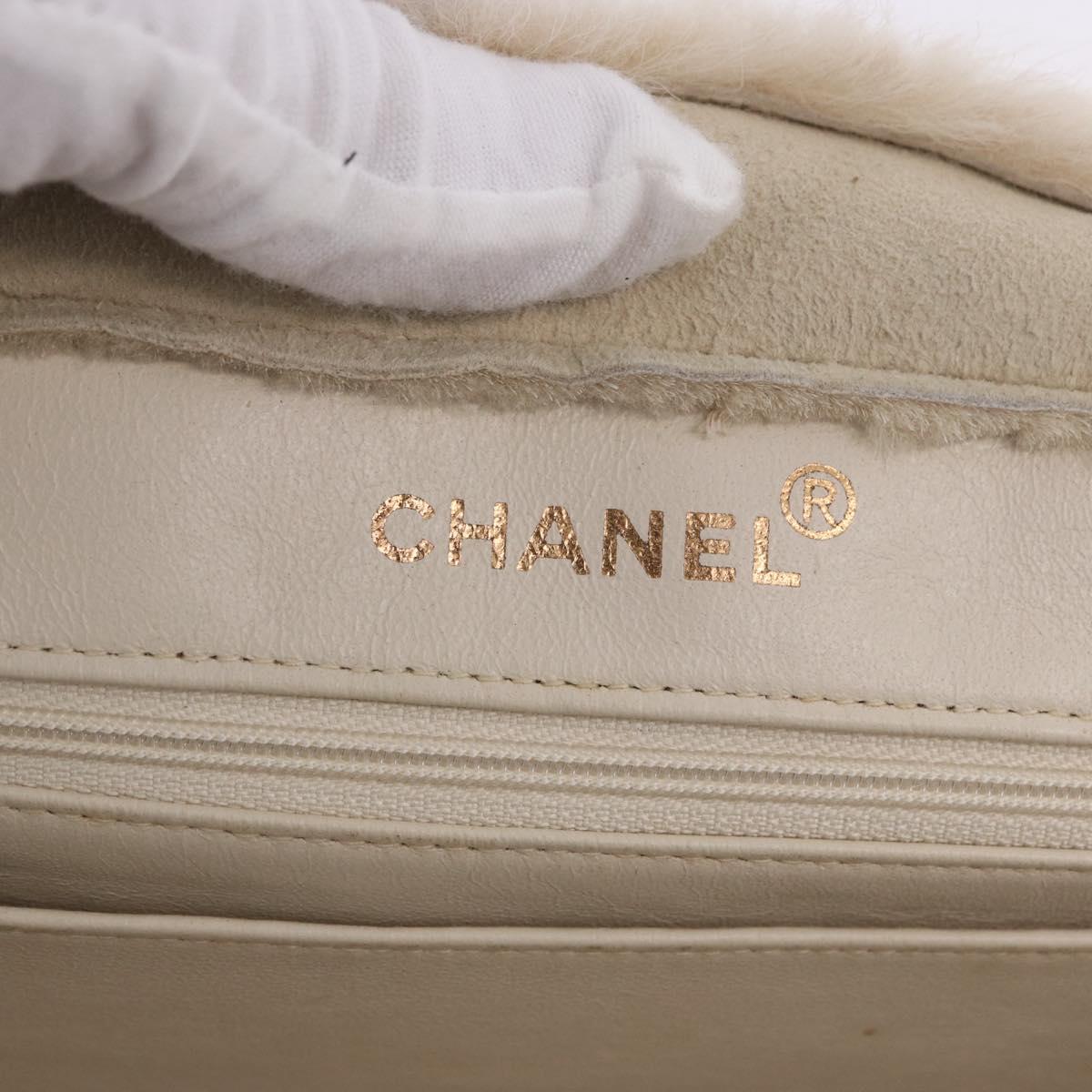 CHANEL Mouton Hand Bag Beige CC Auth 200356A