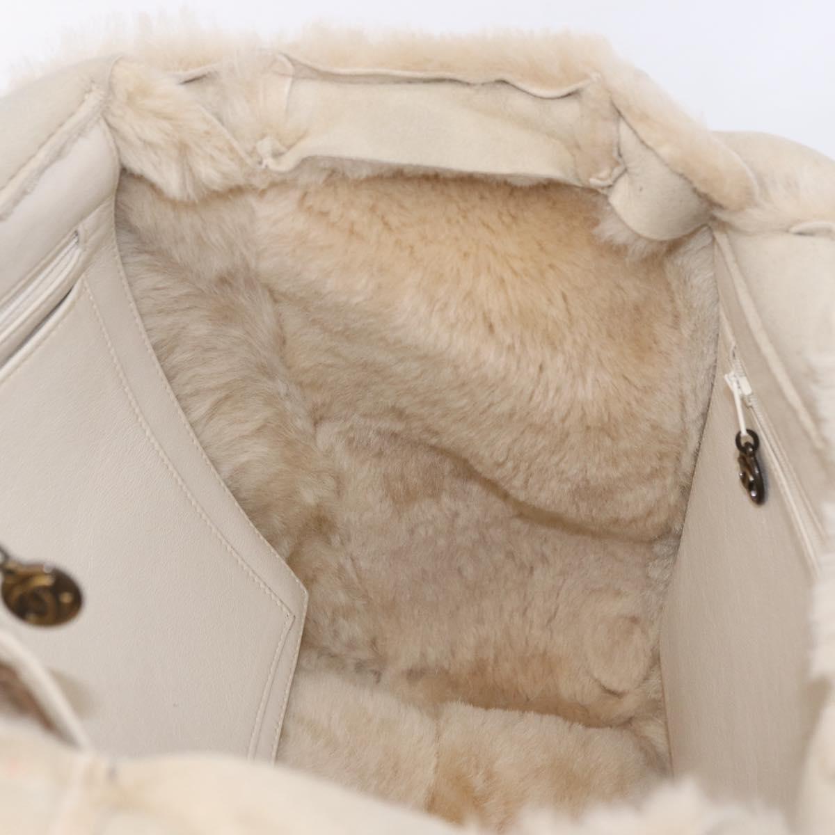 CHANEL Mouton Hand Bag Beige CC Auth 200356A