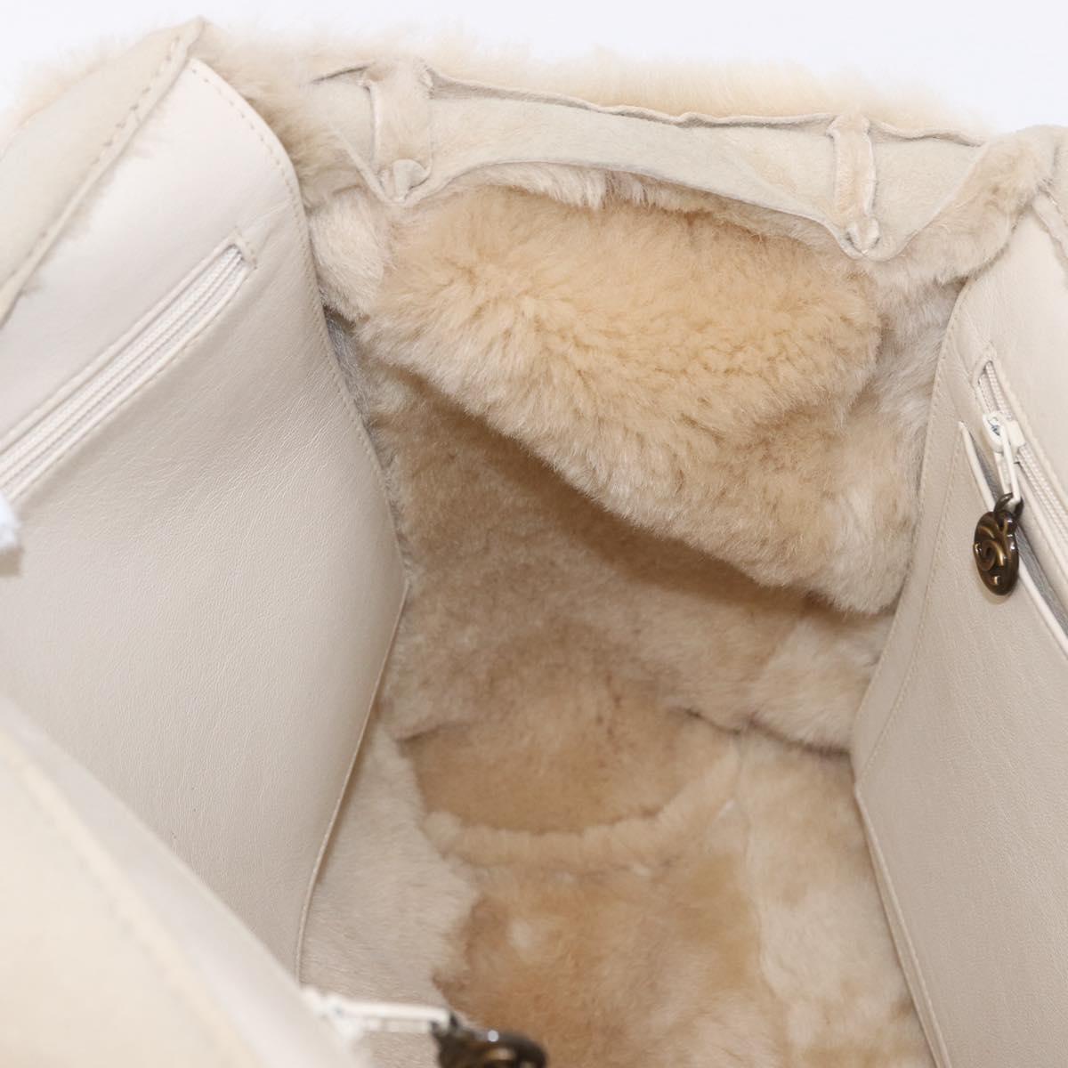 CHANEL Mouton Hand Bag Beige CC Auth 200356A