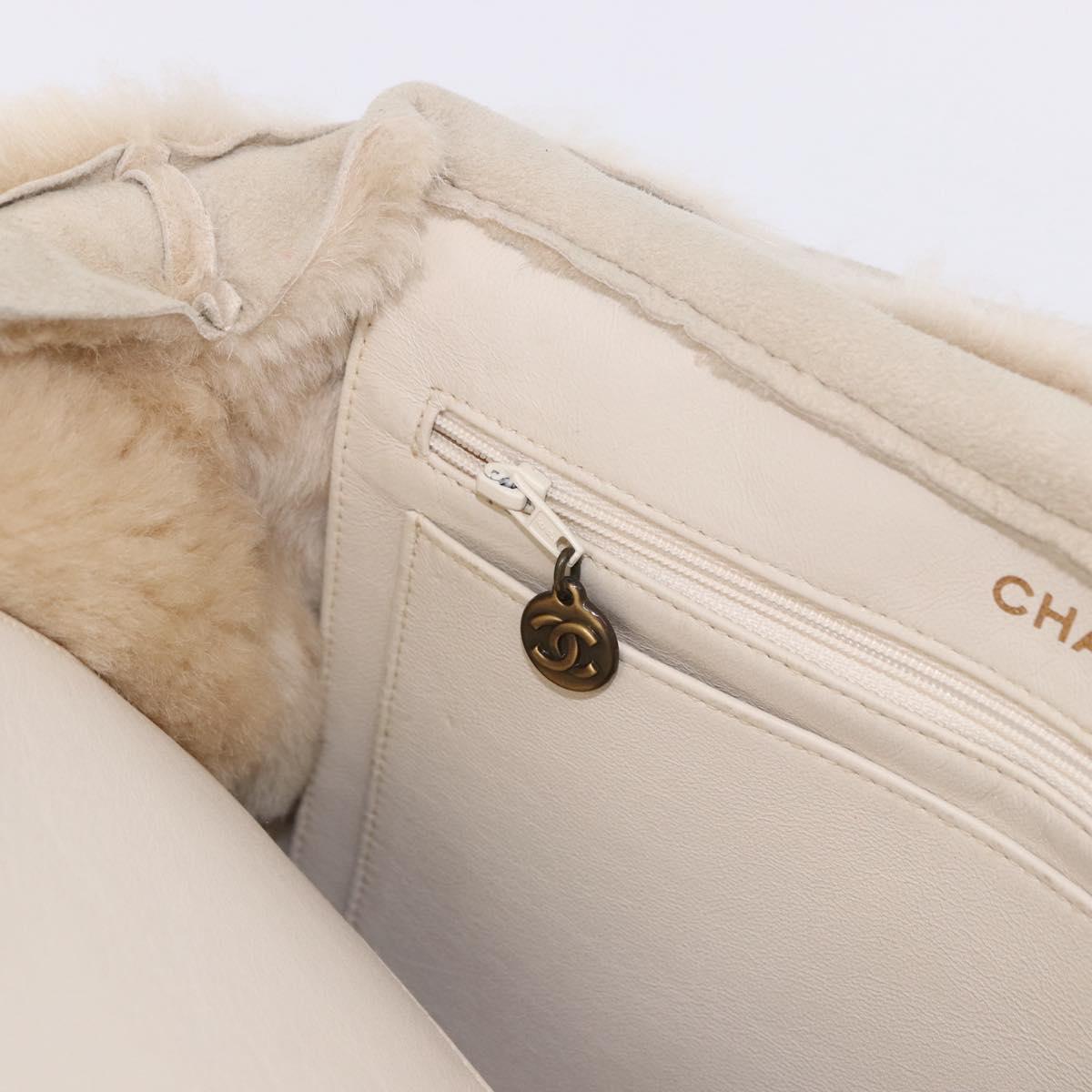 CHANEL Mouton Hand Bag Beige CC Auth 200356A