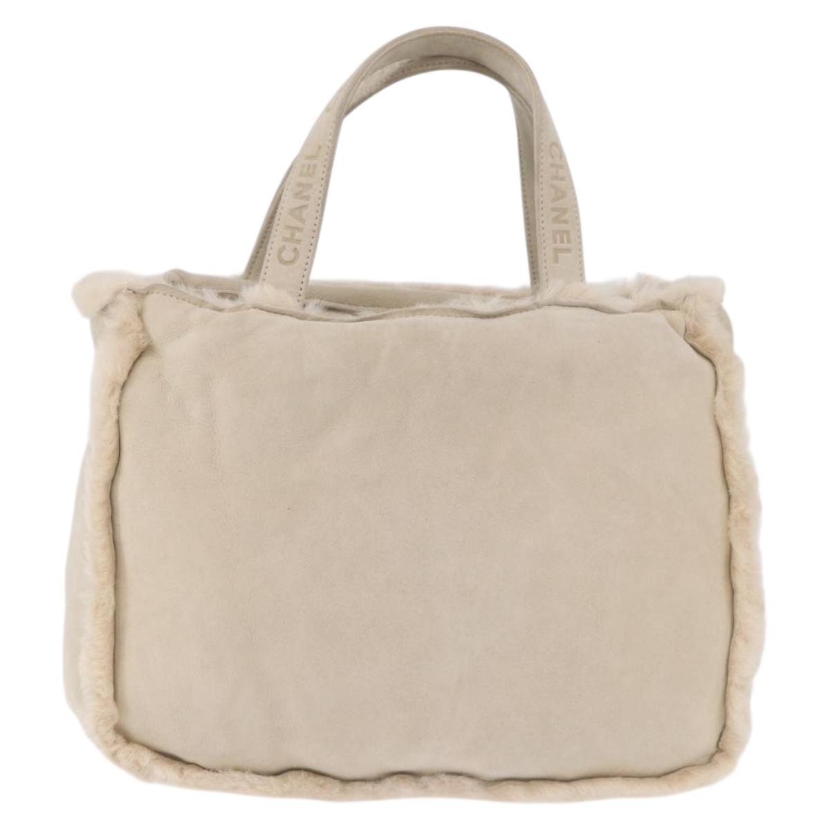 CHANEL Mouton Hand Bag Beige CC Auth 200356A