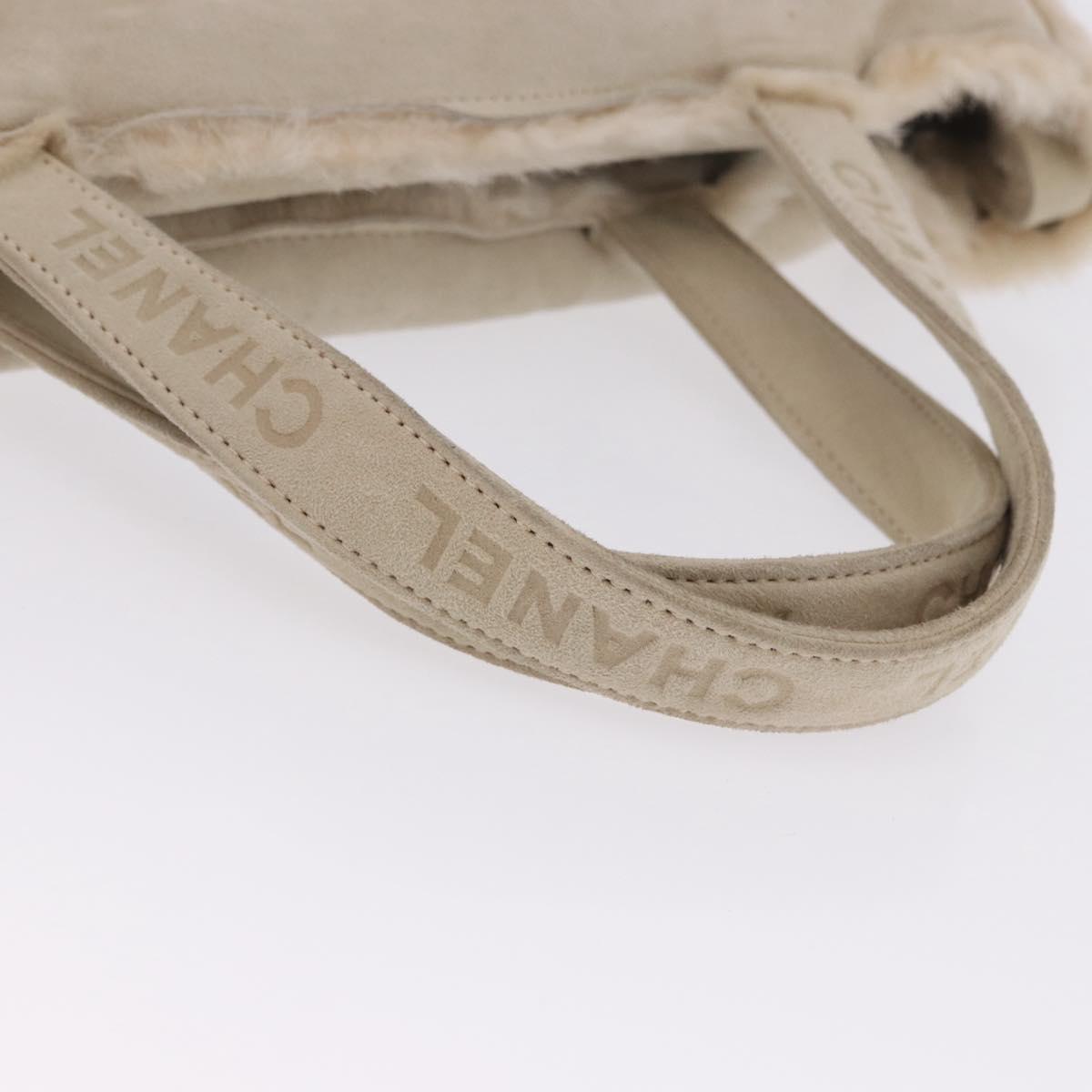 CHANEL Mouton Hand Bag Beige CC Auth 200356A