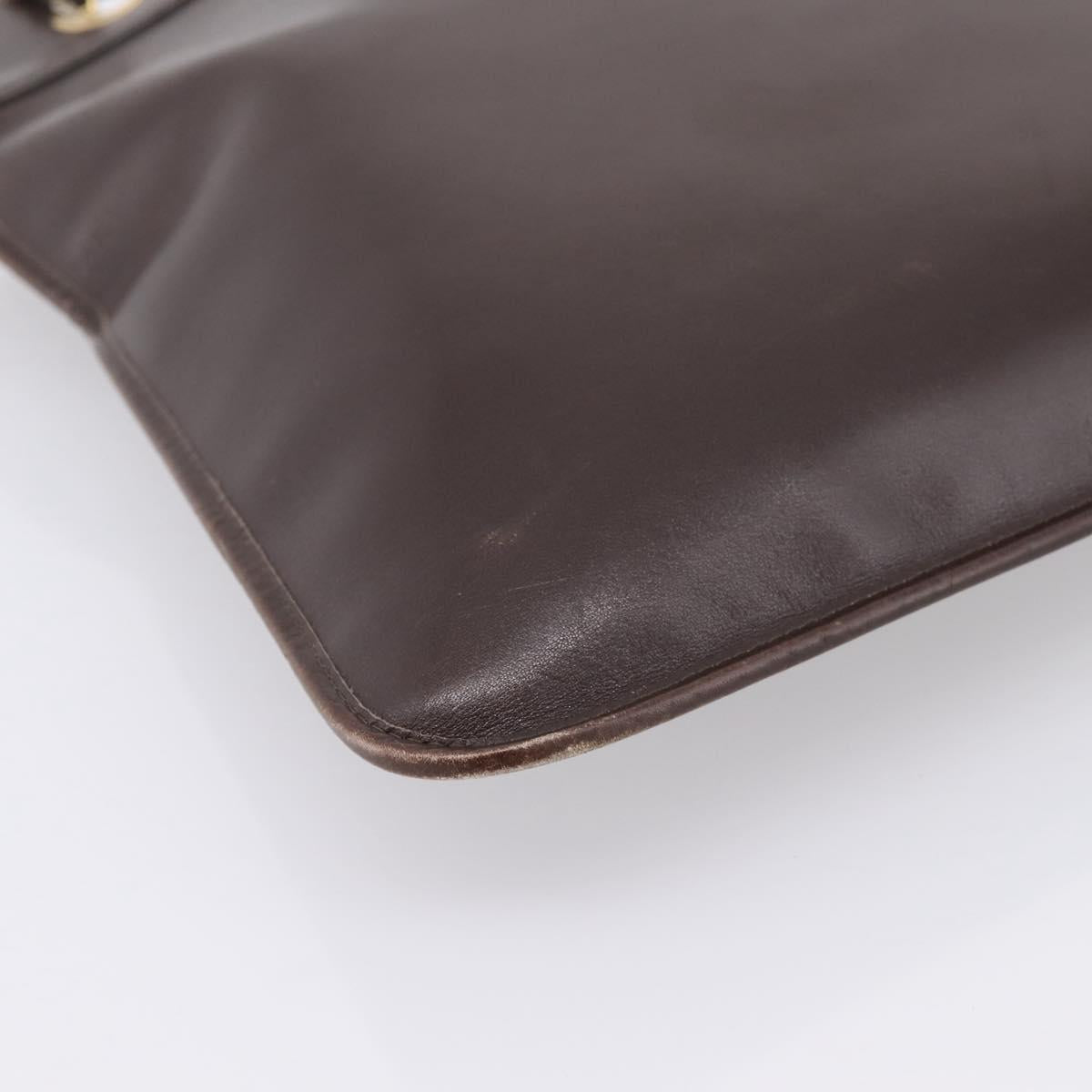 CHANEL Chain Shoulder Bag Lamb Skin Brown Gold Tone CC Auth 200357