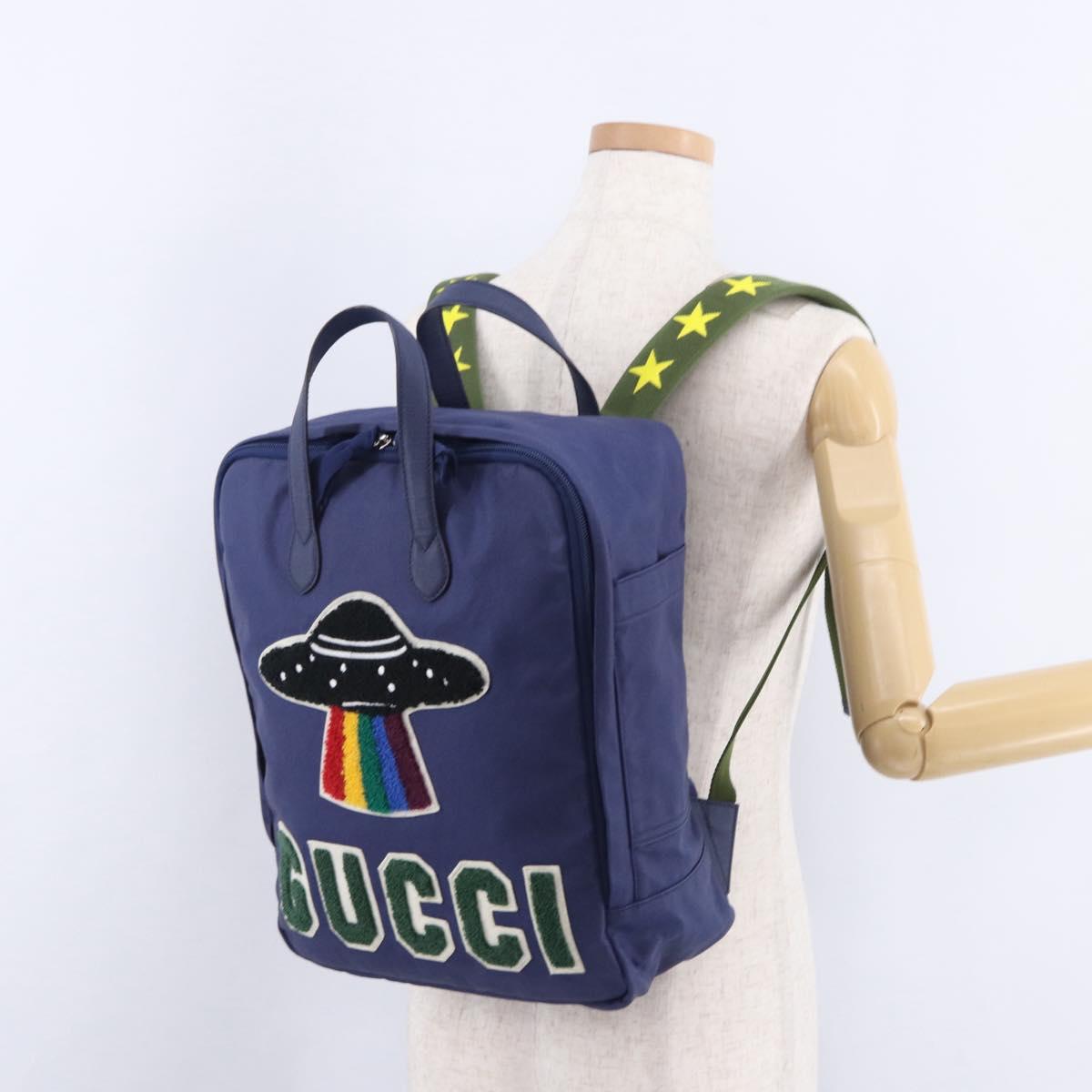 GUCCI RON HERMAN Backpack Canvas Navy Silver 477875 Auth 200358M