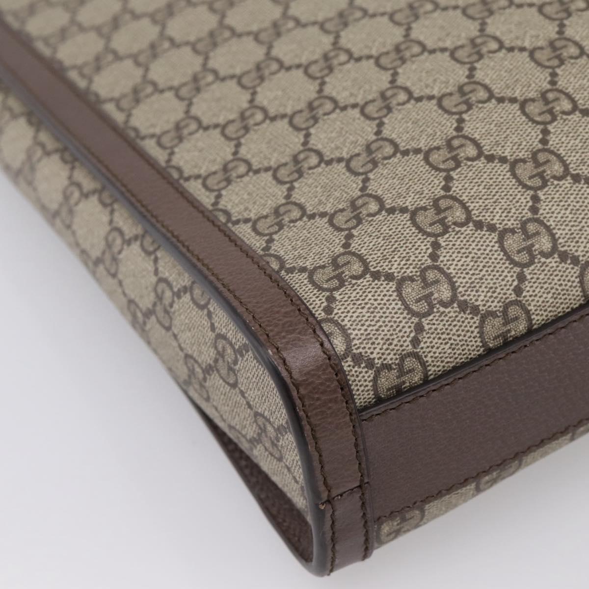 GUCCI GG Supreme Bananya Hand Bag PVC 2way Beige Gold Tone 703793 Auth 200361M