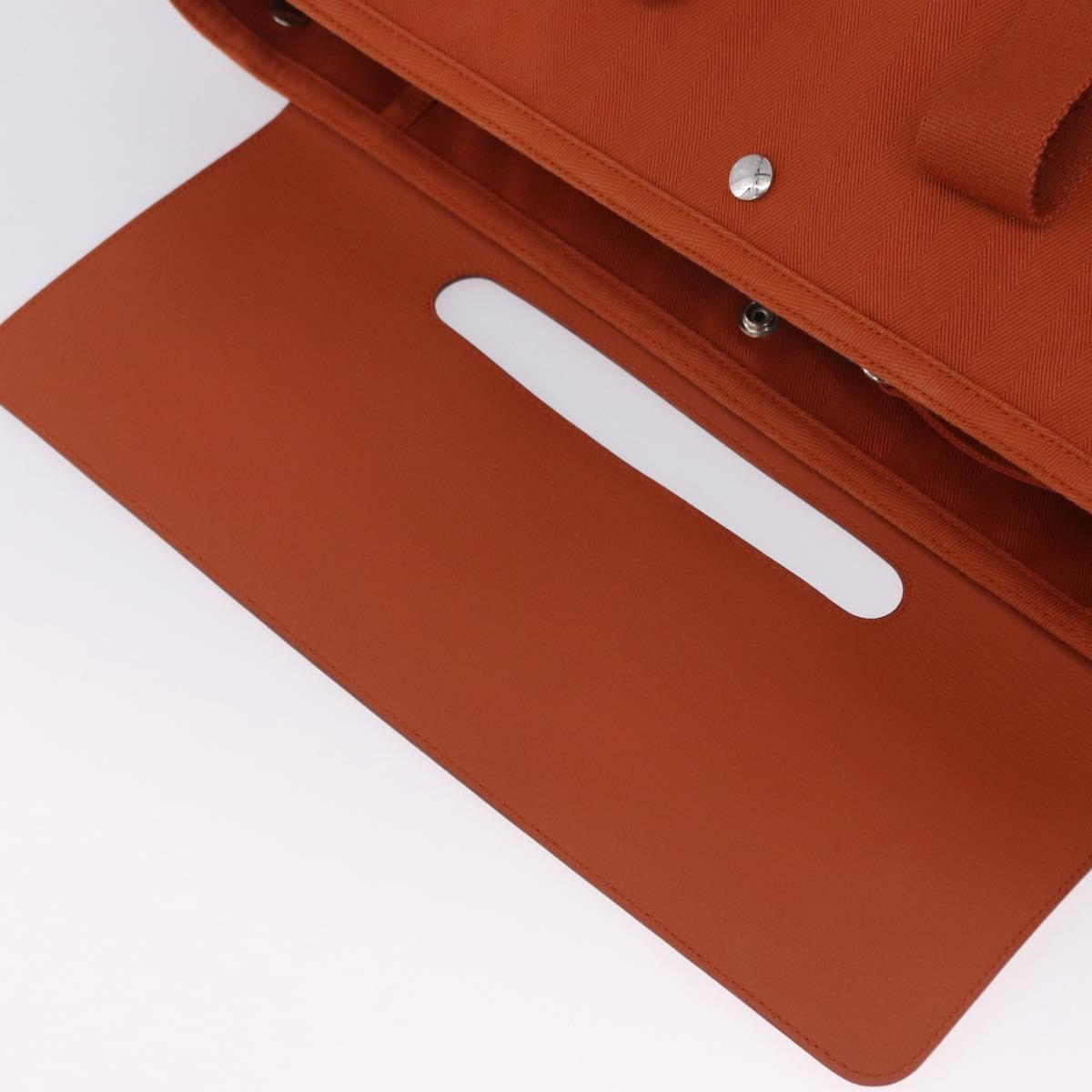 HERMES Valparaiso Hand Bag Canvas Orange Silver Auth 200363V