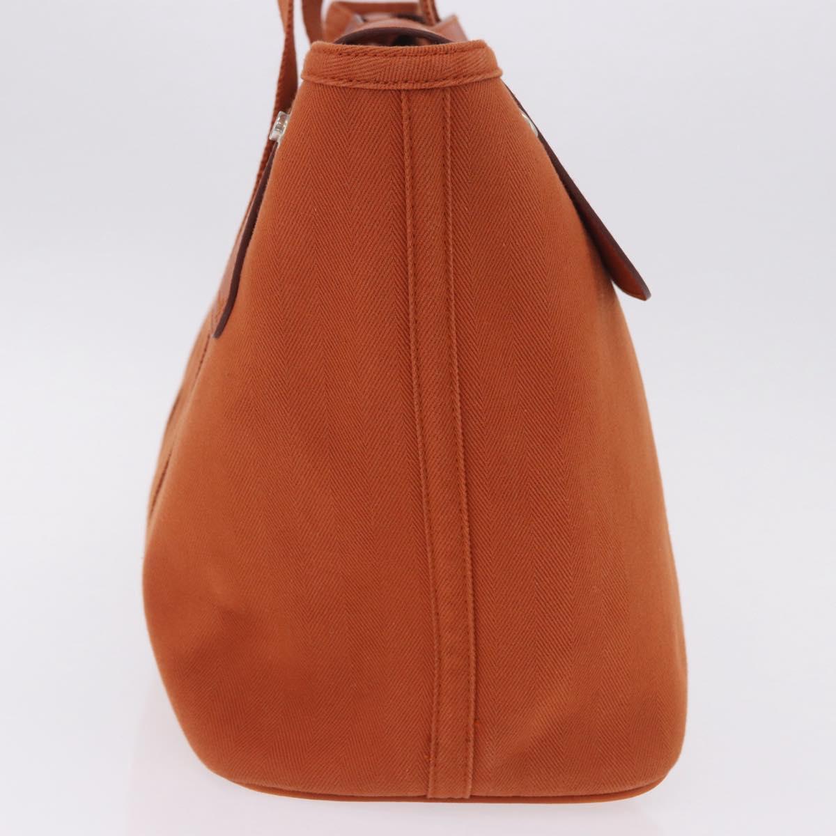 HERMES Valparaiso Hand Bag Canvas Orange Silver Auth 200363V