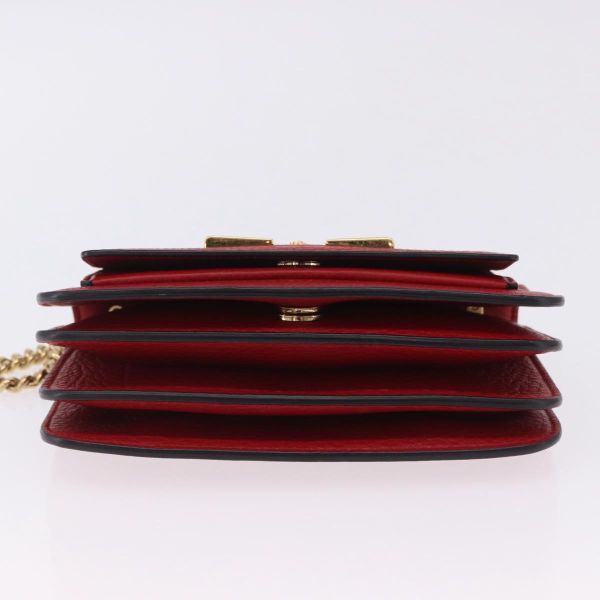 Salvatore Ferragamo Chain Shoulder Bag Leather Red Gold Tone Auth 200367A