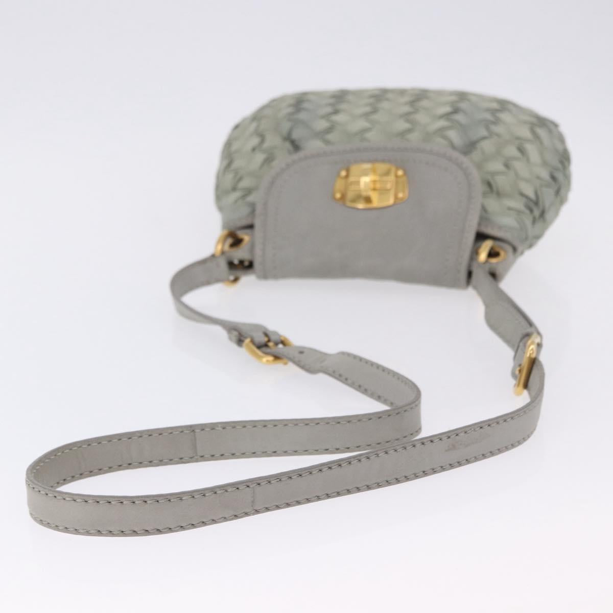 Miu Miu Shoulder Bag Suede Gray Gold Tone Auth 200371A