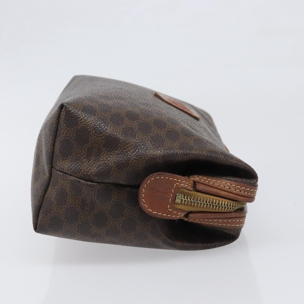 CELINE Macadam Clutch Bag PVC Leather Brown Gold Tone Auth 200374