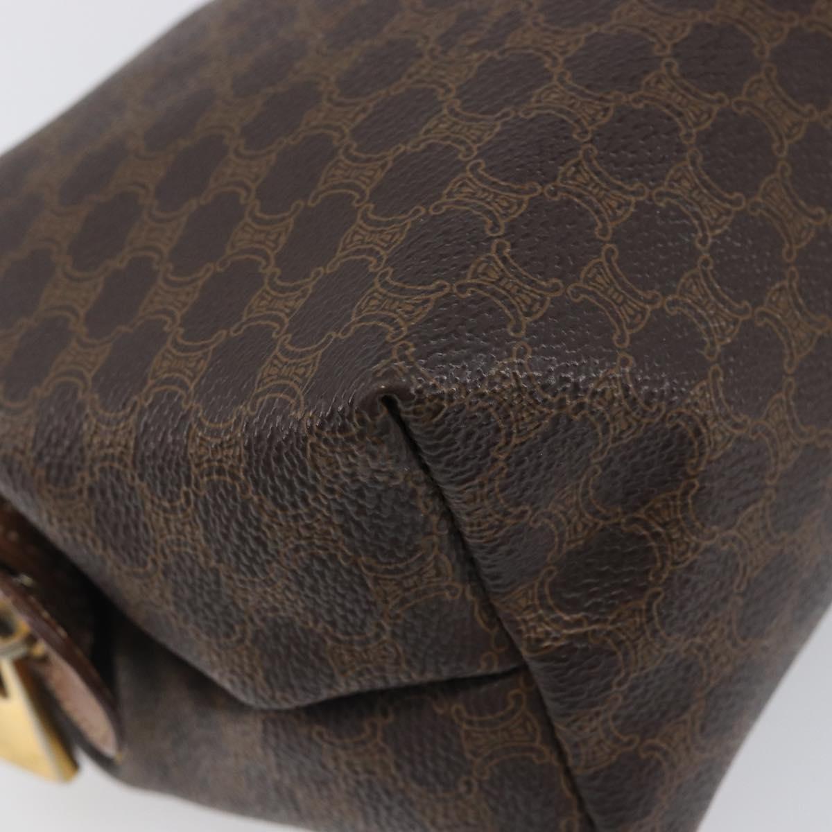 CELINE Macadam Clutch Bag PVC Leather Brown Gold Tone Auth 200374