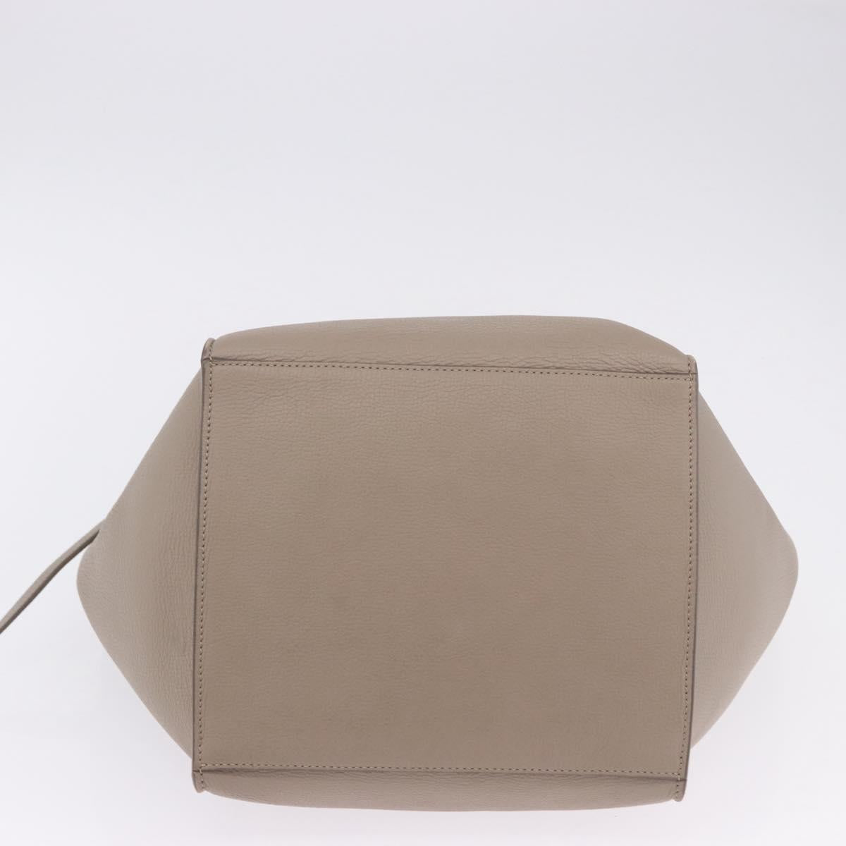 CELINE Big Bag Hand Bag Leather 2way Beige Silver Auth 200379V