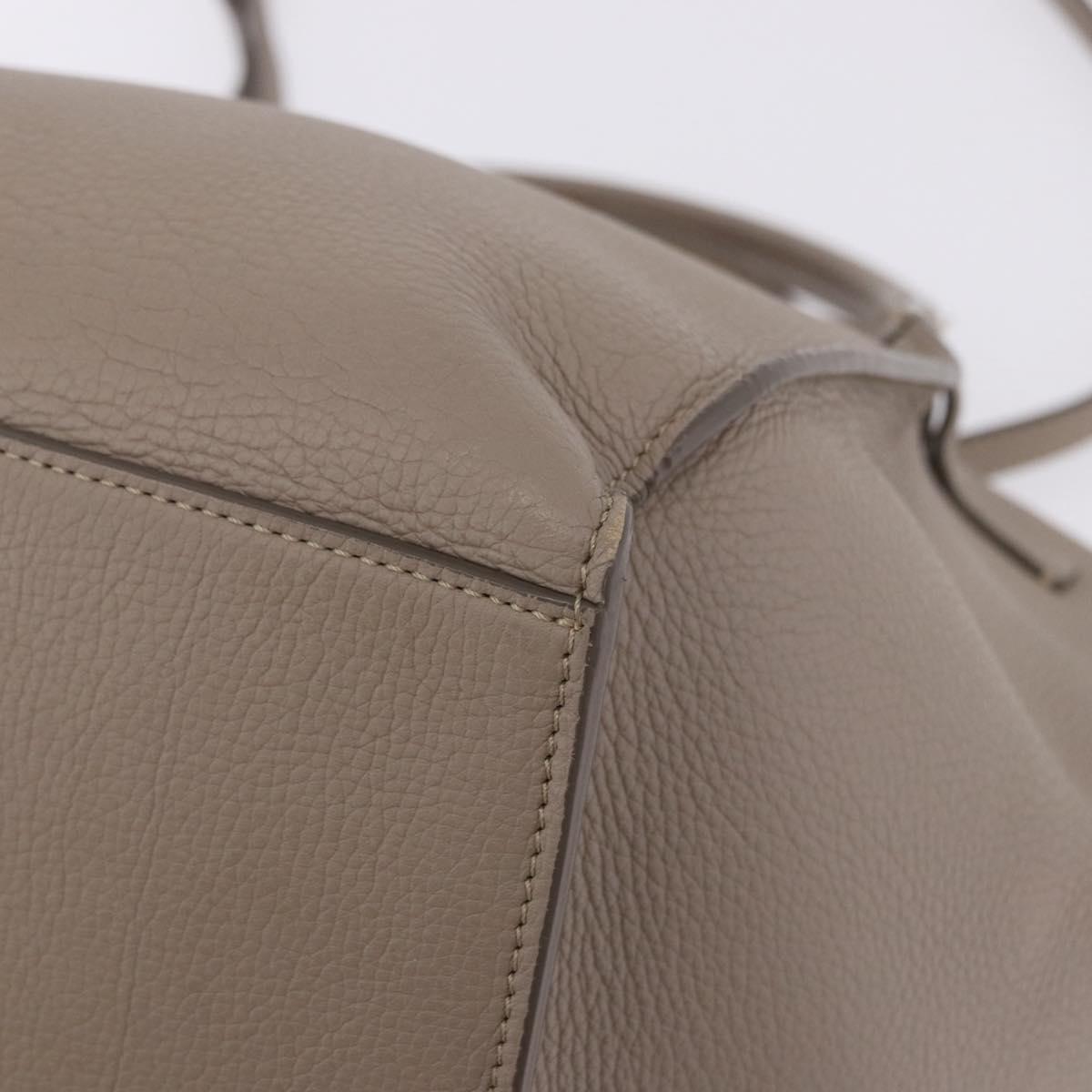 CELINE Big Bag Hand Bag Leather 2way Beige Silver Auth 200379V