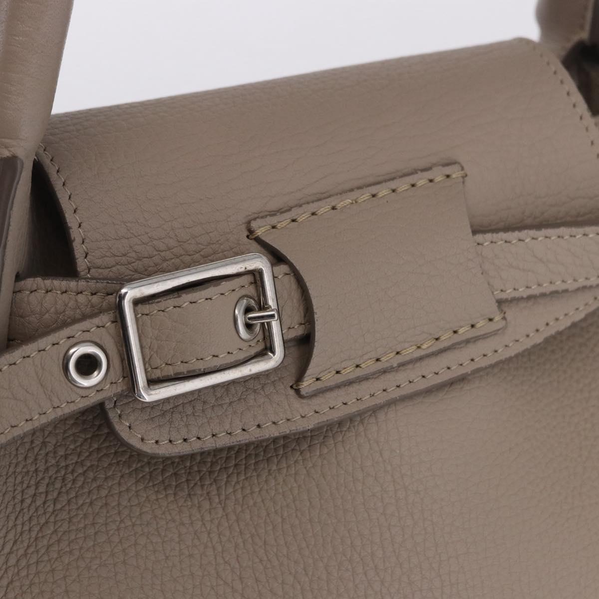 CELINE Big Bag Hand Bag Leather 2way Beige Silver Auth 200379V