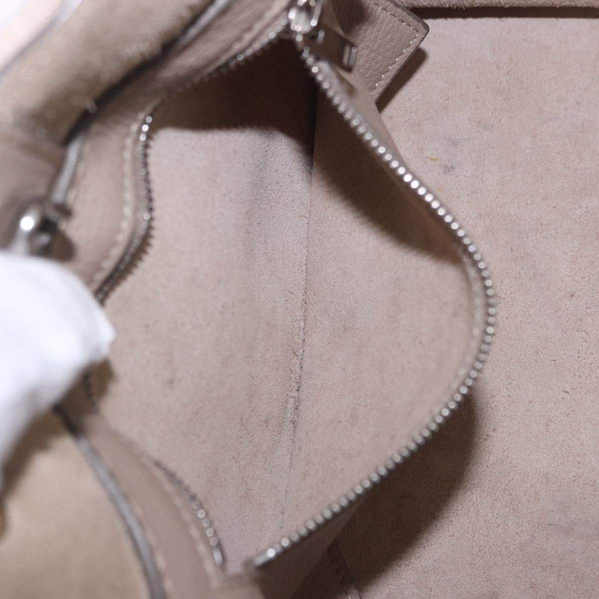 CELINE Big Bag Hand Bag Leather 2way Beige Silver Auth 200379V