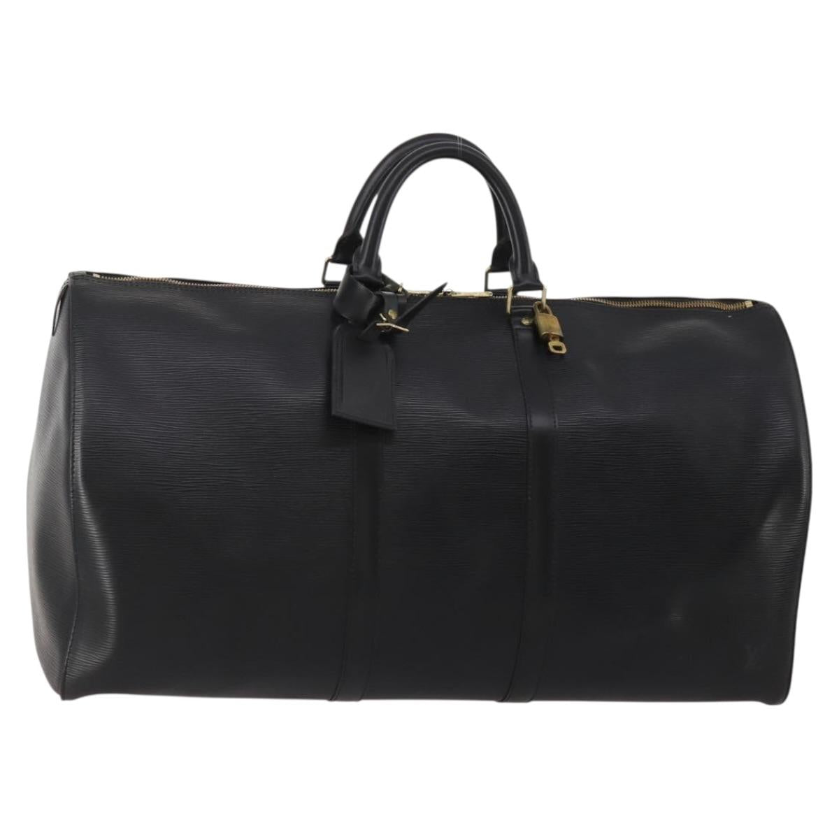 LOUIS VUITTON Epi Keepall 55 Boston Bag Noir M42952 LV Auth 200383V
