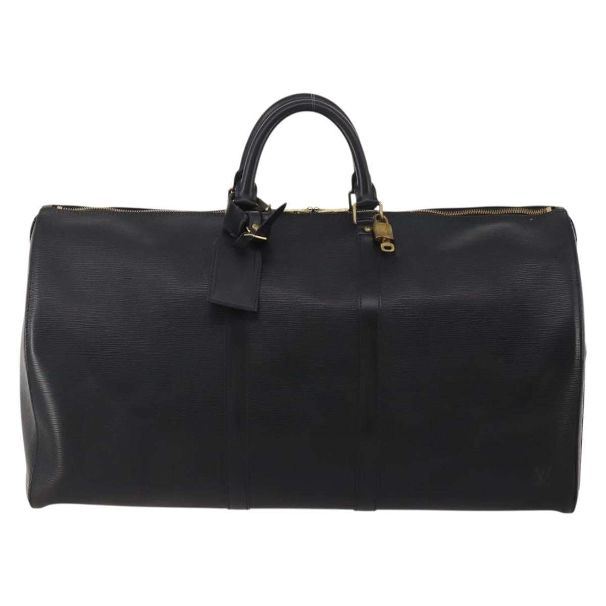LOUIS VUITTON Epi Keepall 55 Boston Bag Noir M42952 LV Auth 200383V