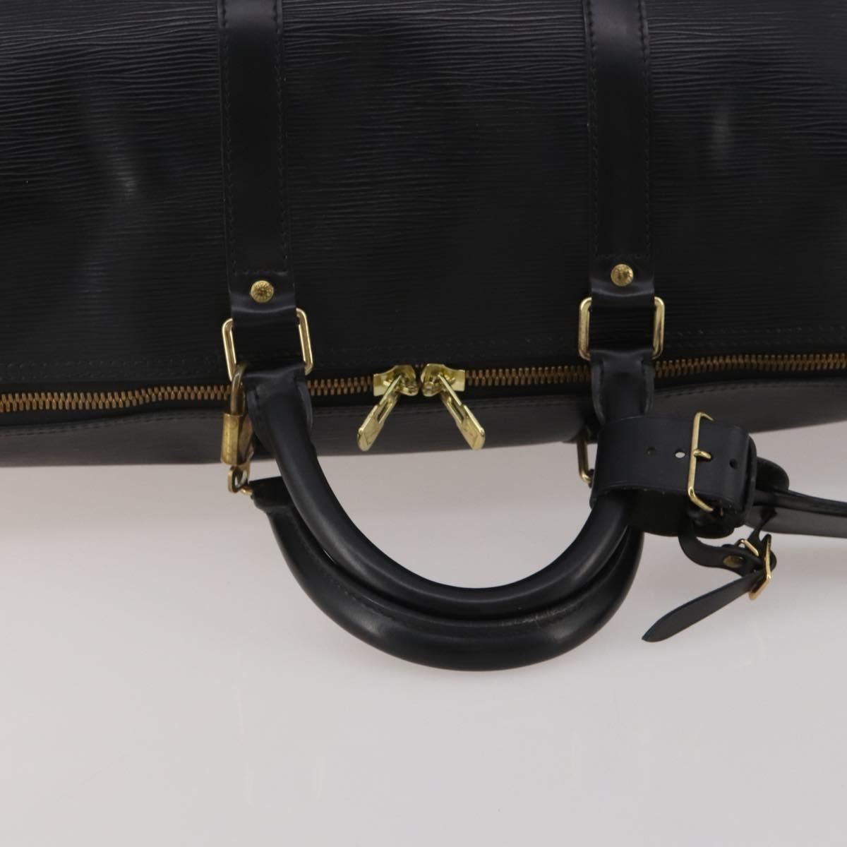 LOUIS VUITTON Epi Keepall 55 Boston Bag Noir M42952 LV Auth 200383V