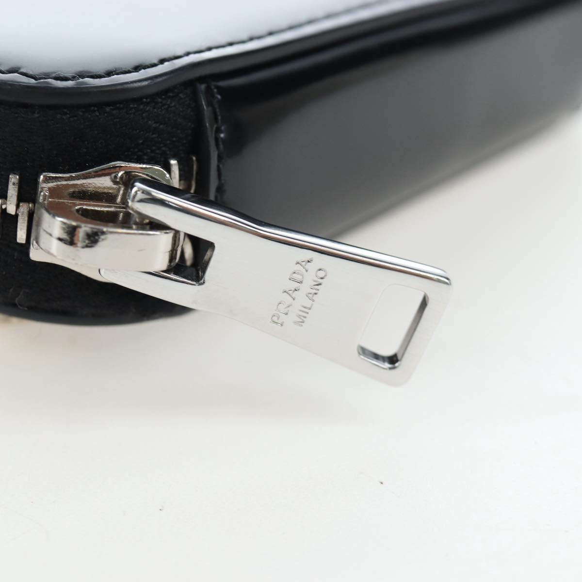 PRADA Chain Shoulder Pouch Leather Black Silver Auth 200384V