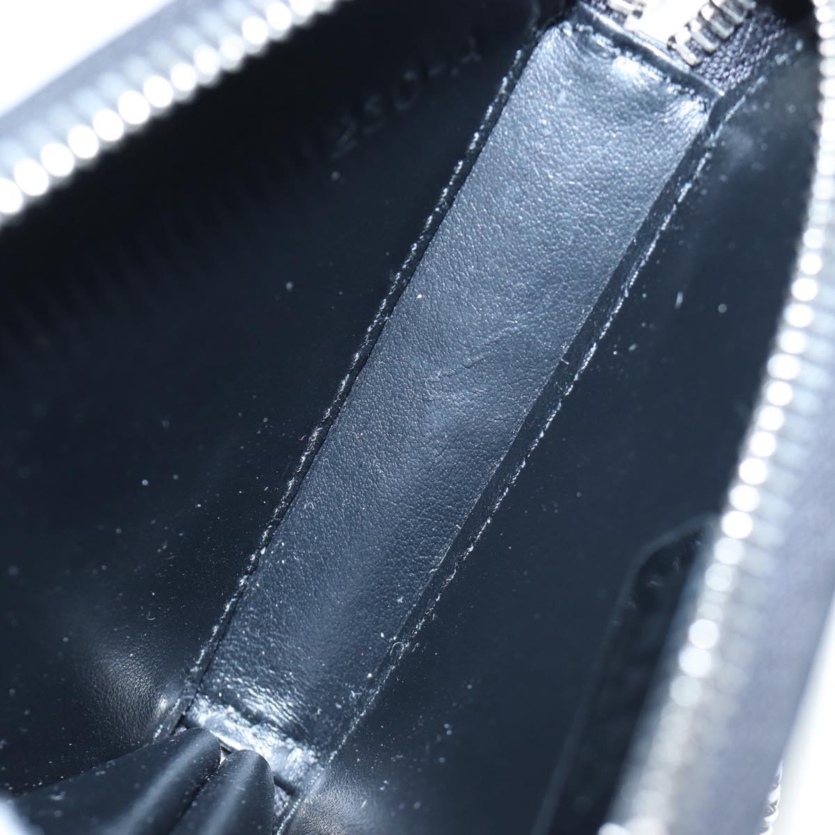 PRADA Chain Shoulder Pouch Leather Black Silver Auth 200384V