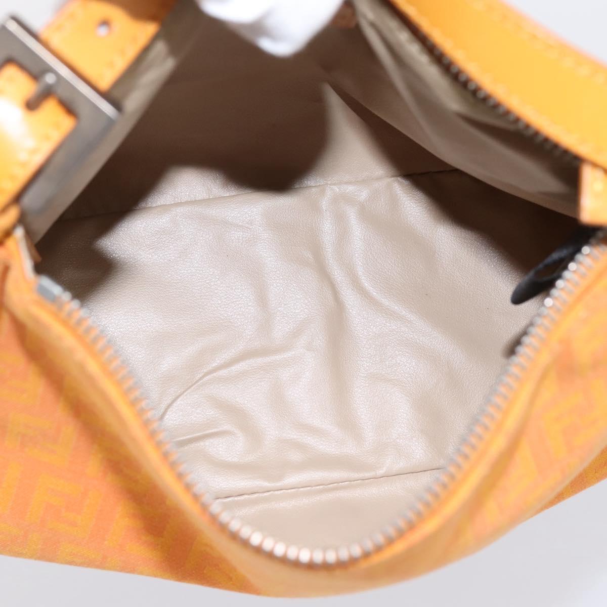 FENDI Zucchino Canvas Accessory Pouch Orange Silver 8N0001 Auth 200388A