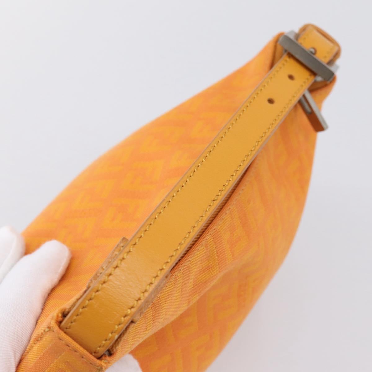 FENDI Zucchino Canvas Accessory Pouch Orange Silver 8N0001 Auth 200388A