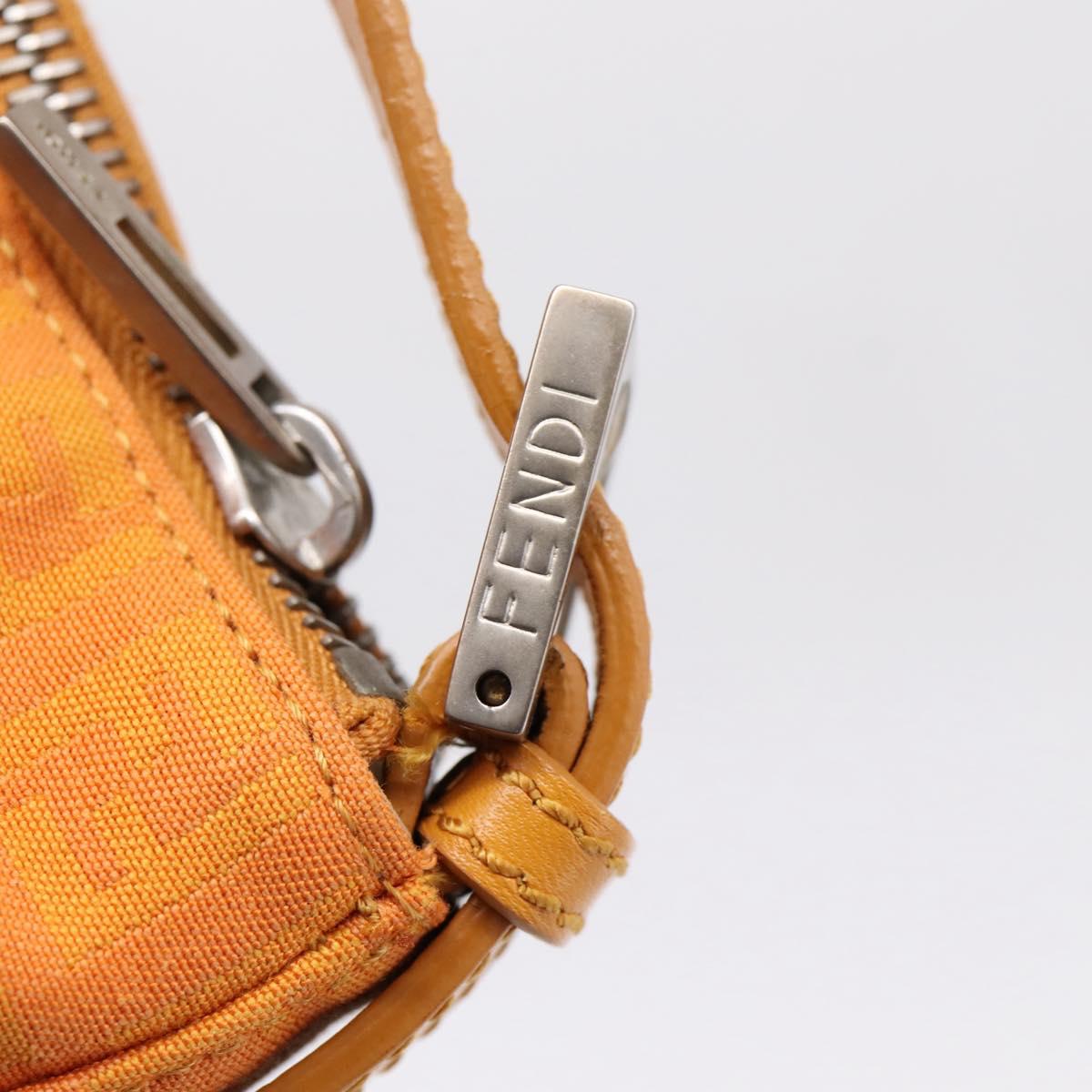 FENDI Zucchino Canvas Accessory Pouch Orange Silver 8N0001 Auth 200388A