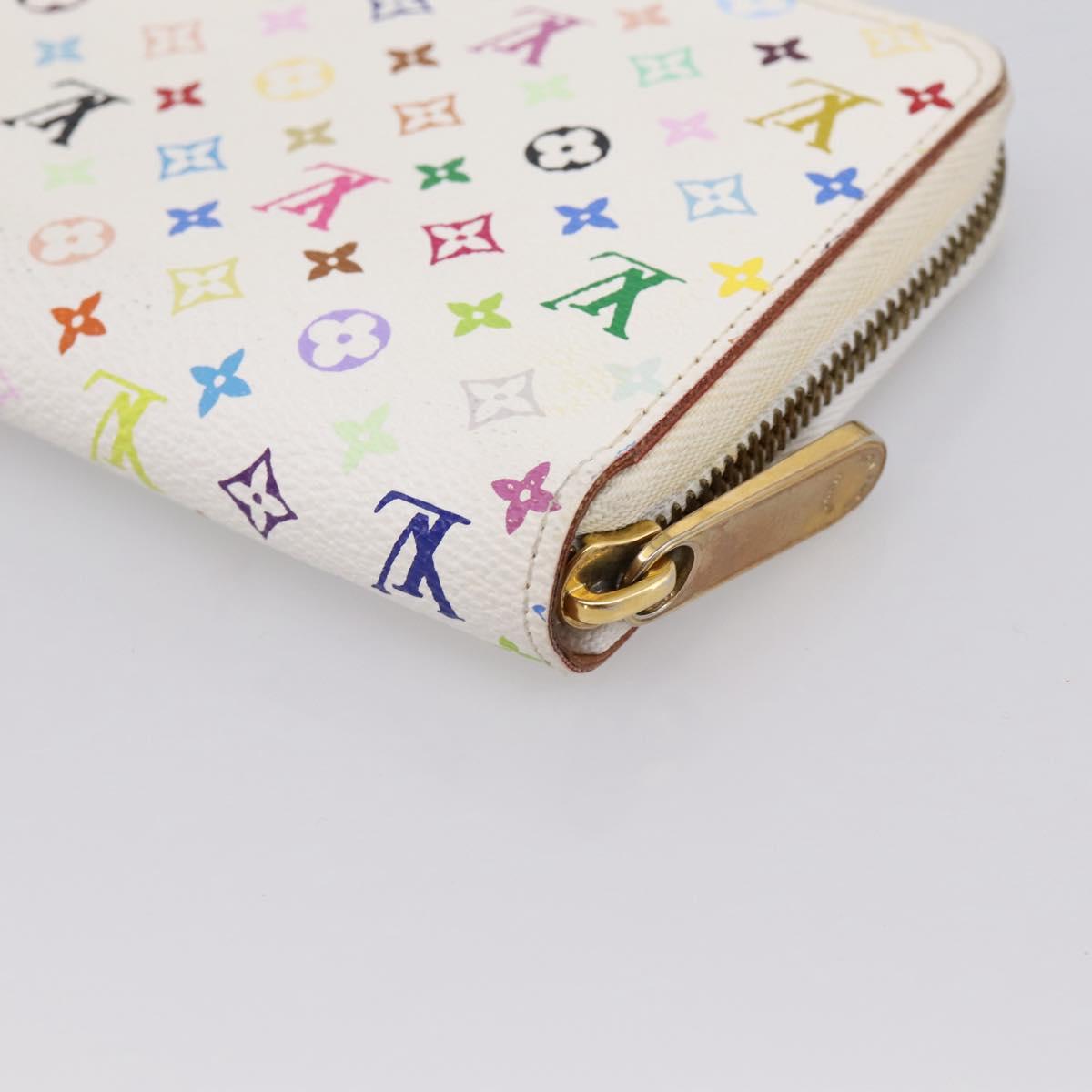LOUIS VUITTON Monogram Multicolor Zippy Wallet White M60241 LV Auth 200392