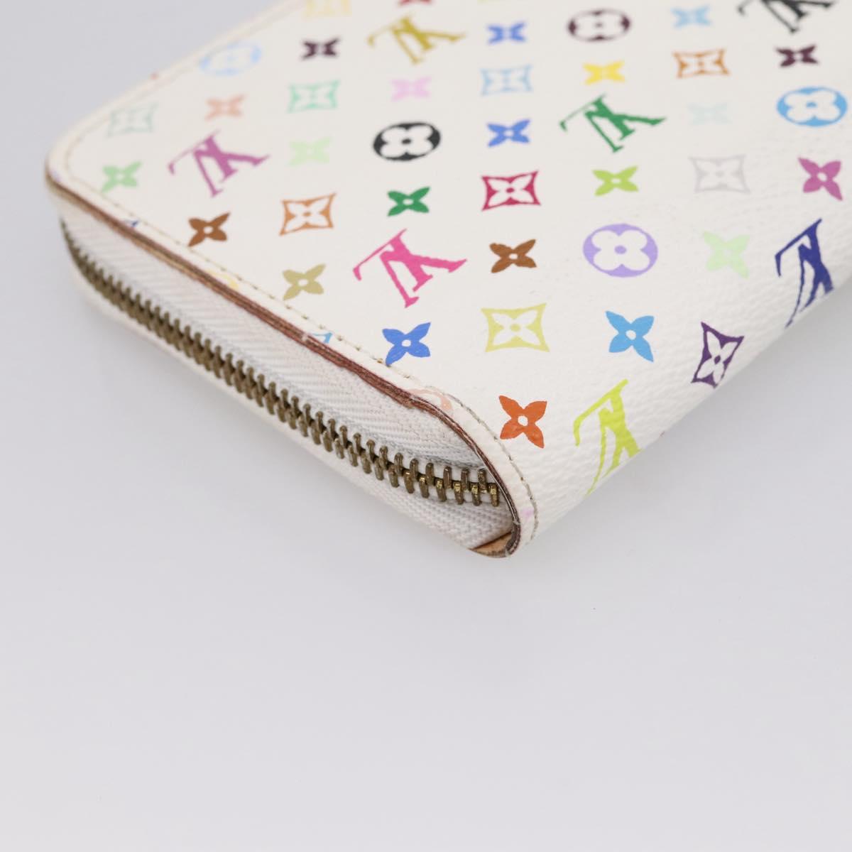LOUIS VUITTON Monogram Multicolor Zippy Wallet White M60241 LV Auth 200392