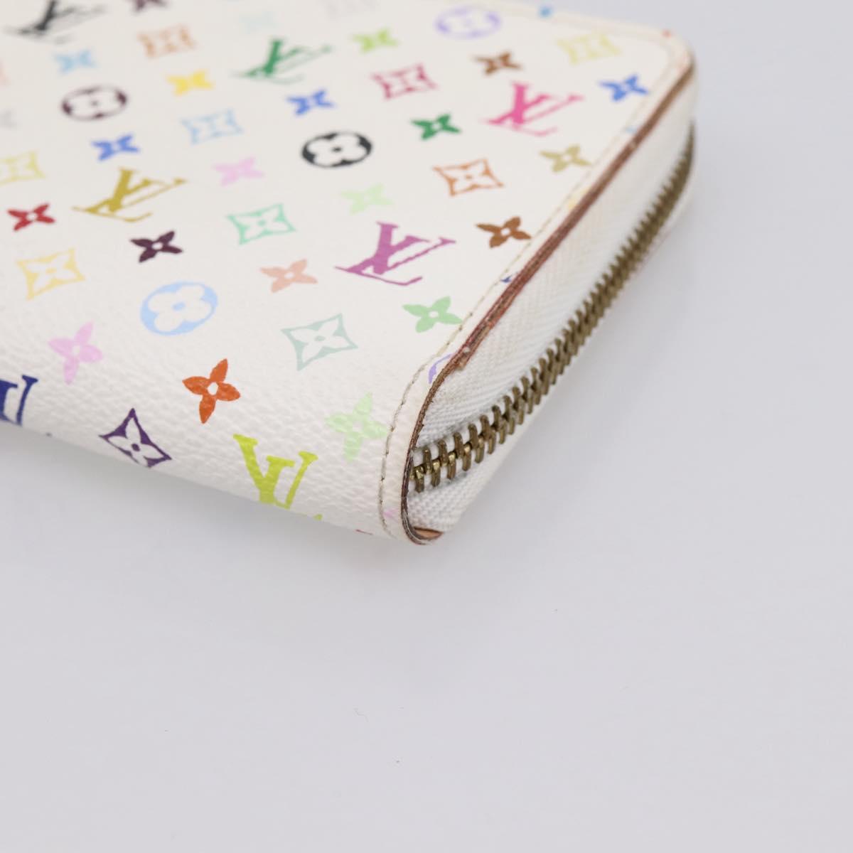 LOUIS VUITTON Monogram Multicolor Zippy Wallet White M60241 LV Auth 200392