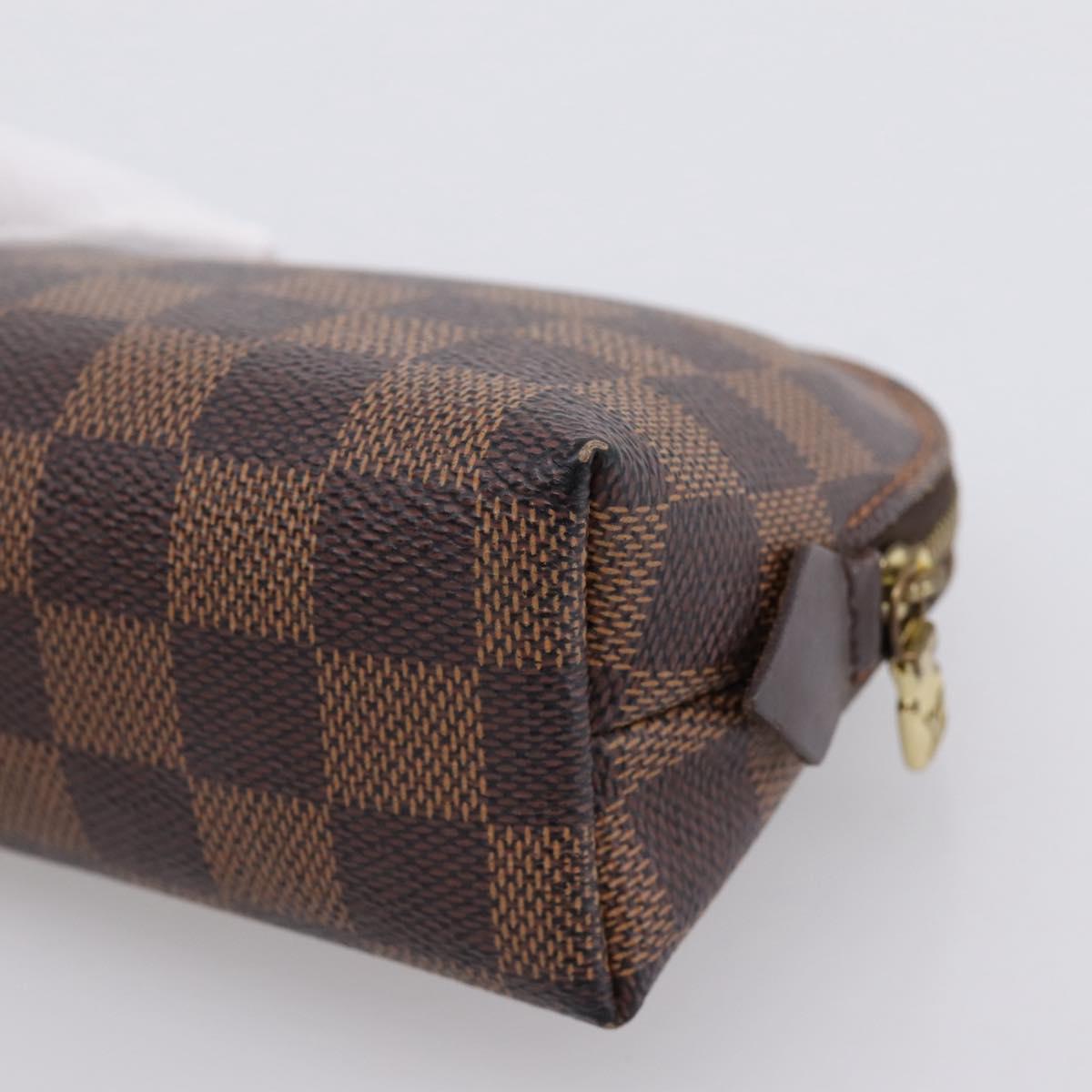 LOUIS VUITTON Damier Ebene Pochette Cosmetic PM Pouch N47516 LV Auth 200393