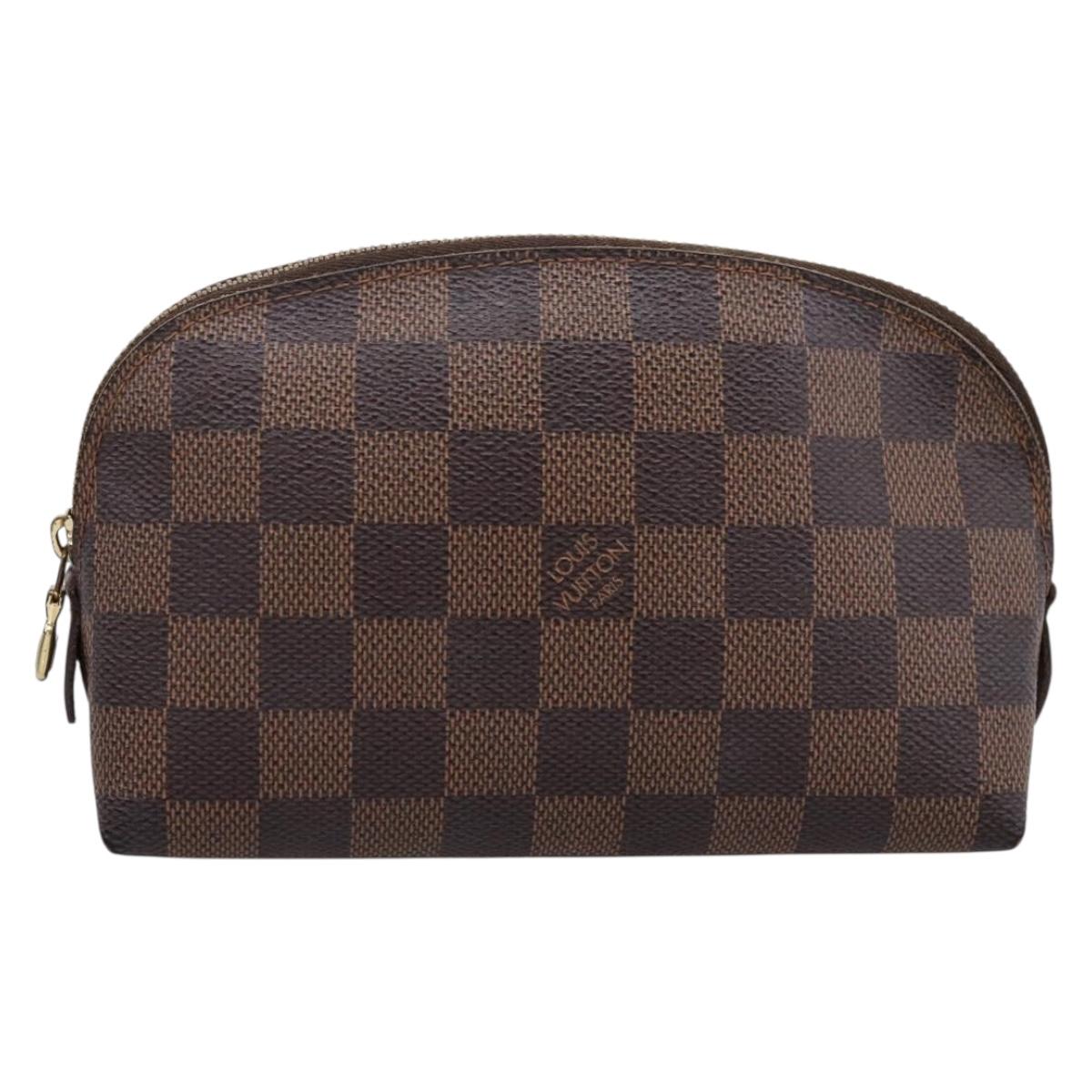 LOUIS VUITTON Damier Ebene Pochette Cosmetic PM Pouch N47516 LV Auth 200393