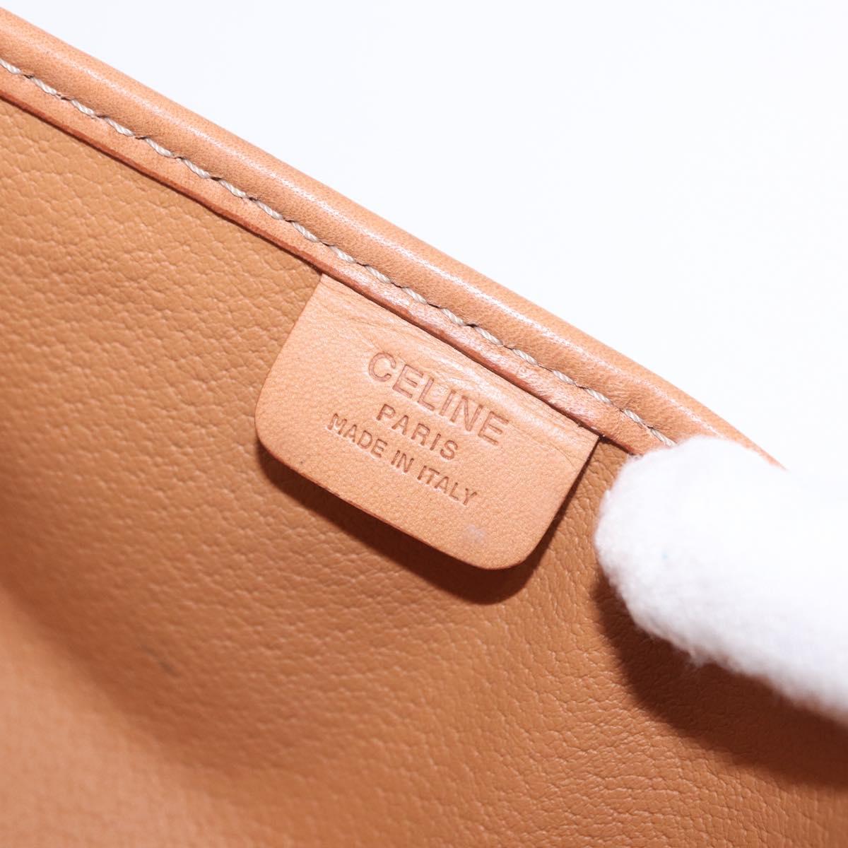 CELINE Macadam Canvas Pouch PVC Leather Brown Gold Auth 200399V